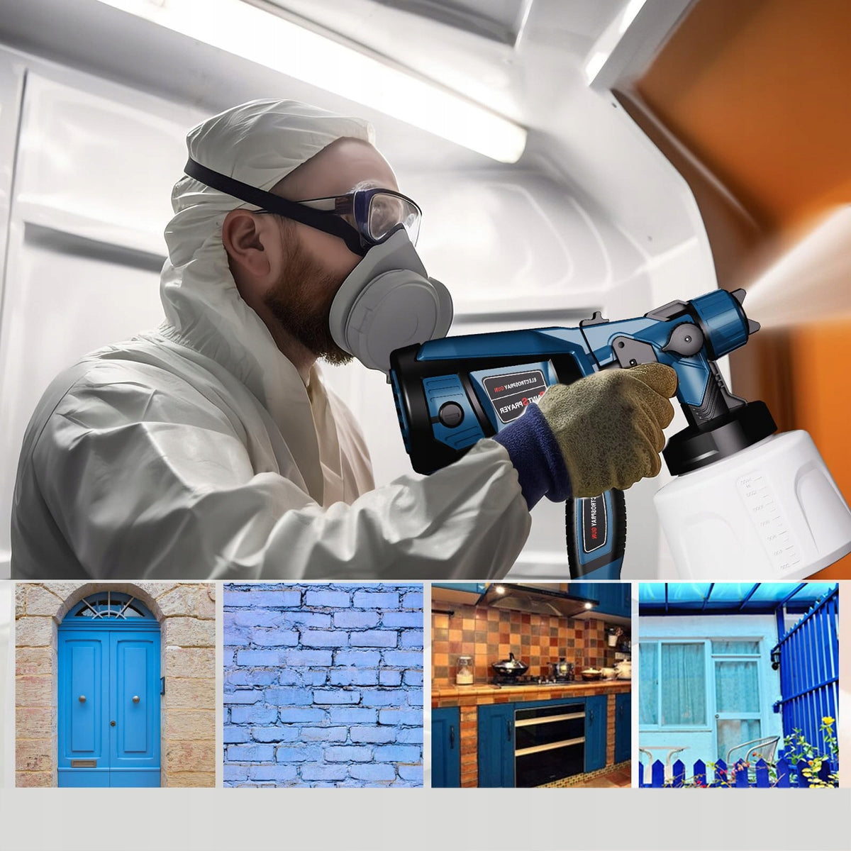 GUN PAINT SPRAYER FOR PAINTING WALLS 850W 4 NOZZLES 1400 ML LARGE SET Manufacturer code Paint Guns
