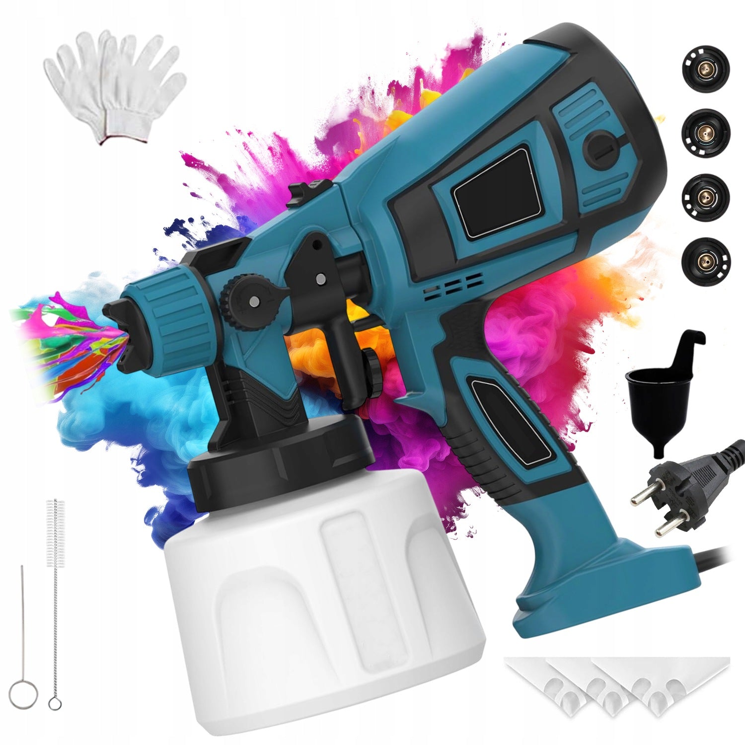 GUN PAINT SPRAYER FOR PAINTING WALLS 850W 4 NOZZLES 1400 ML LARGE SET