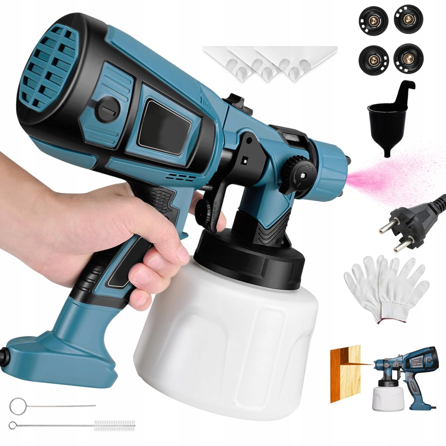 GUN PAINT SPRAYER FOR PAINTING WALLS 850W 4 NOZZLES 1400 ML SET