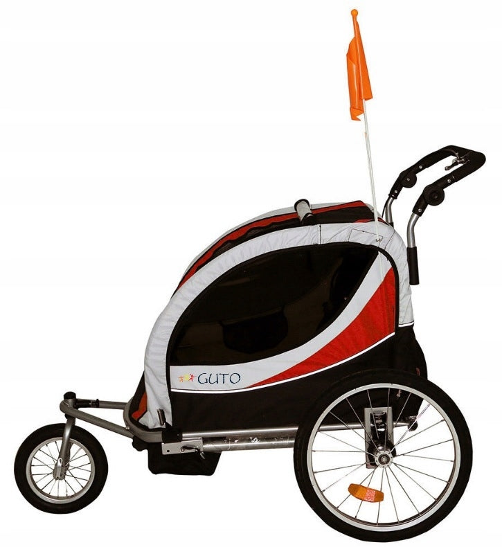 GUTO Bicycle Trailer Trolley DELUXE 2in1 HOL for 2 children up to 40kg RED/GREY Manufacturer code 87102465