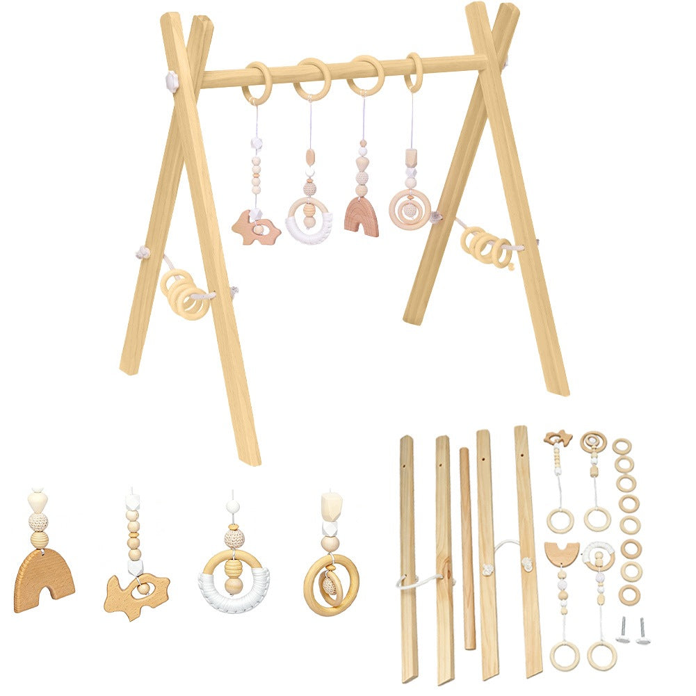 GYM FOR CHILDREN – EDUCATIONAL, WOODEN, WITH 4 PENDANTS