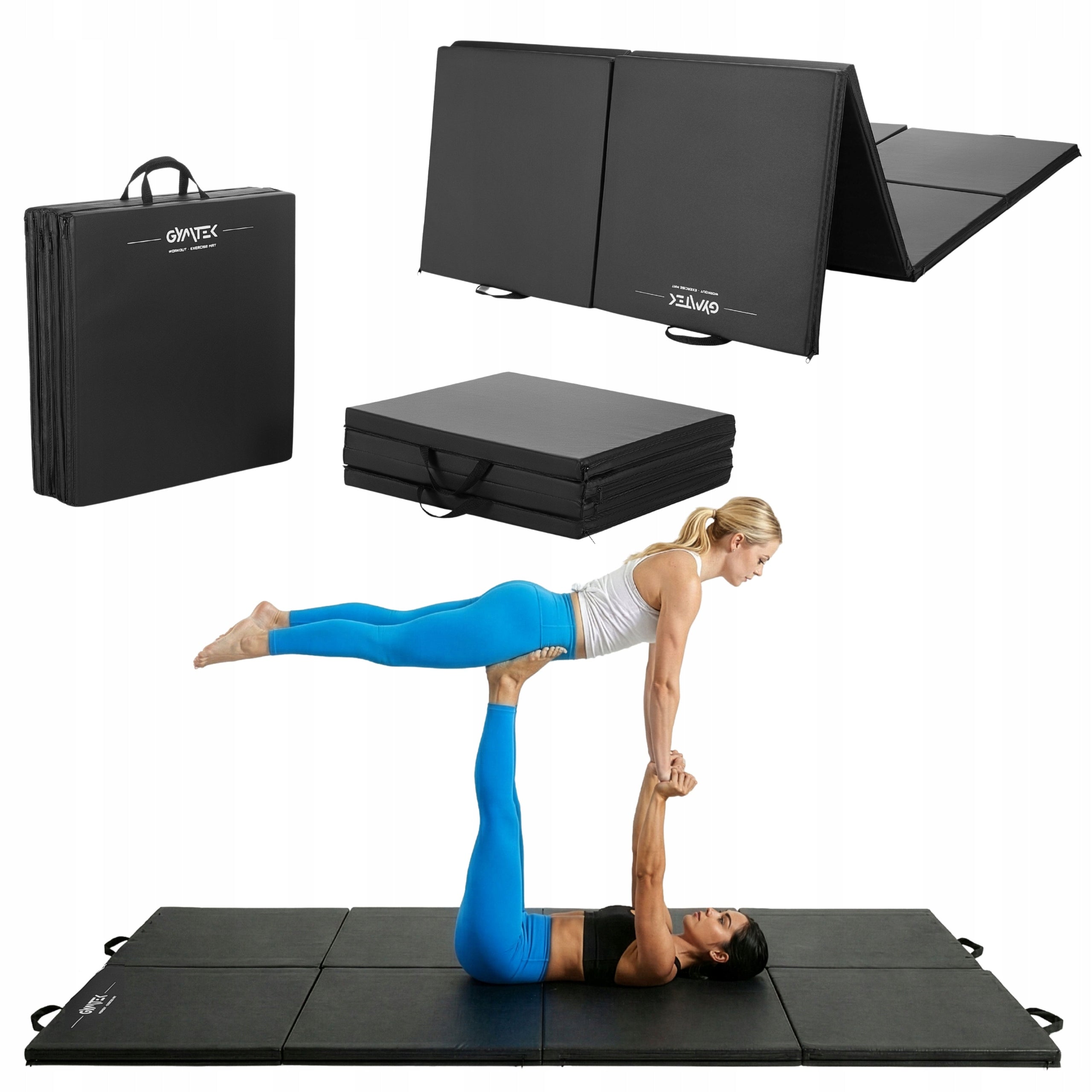 GYMNASTIC DOUBLE MATTRESS FOR EXERCISE FOLDING LARGE 240X120X4CM GYMTEK