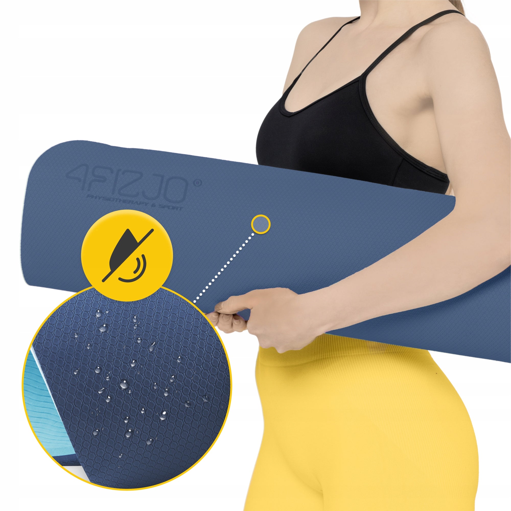 GYMNASTIC EXERCISE MAT FITNESS YOGA THICK 1CM TPE 4FIZJO Brand 4FIZJO