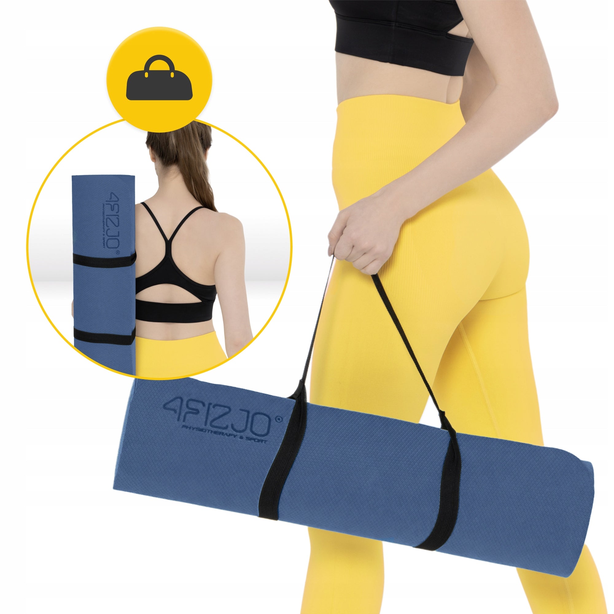GYMNASTIC EXERCISE MAT FITNESS YOGA THICK 1CM TPE 4FIZJO Color blue