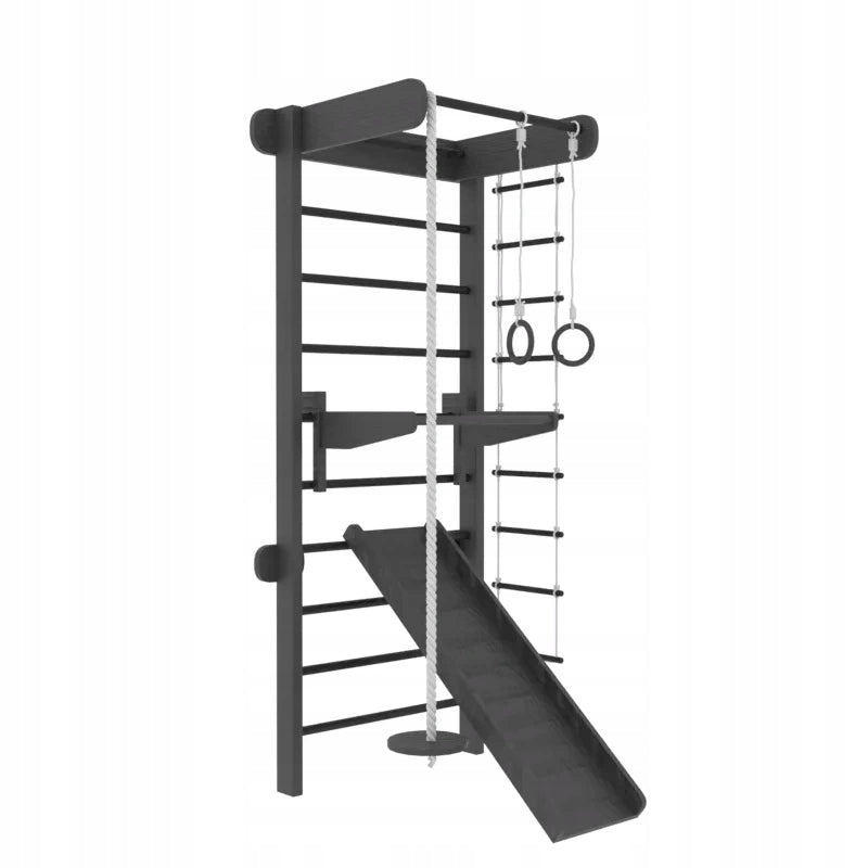 GYMNASTIC LADDER WALL-MOUNTED BLACK WOOD Brand Małpiszon
