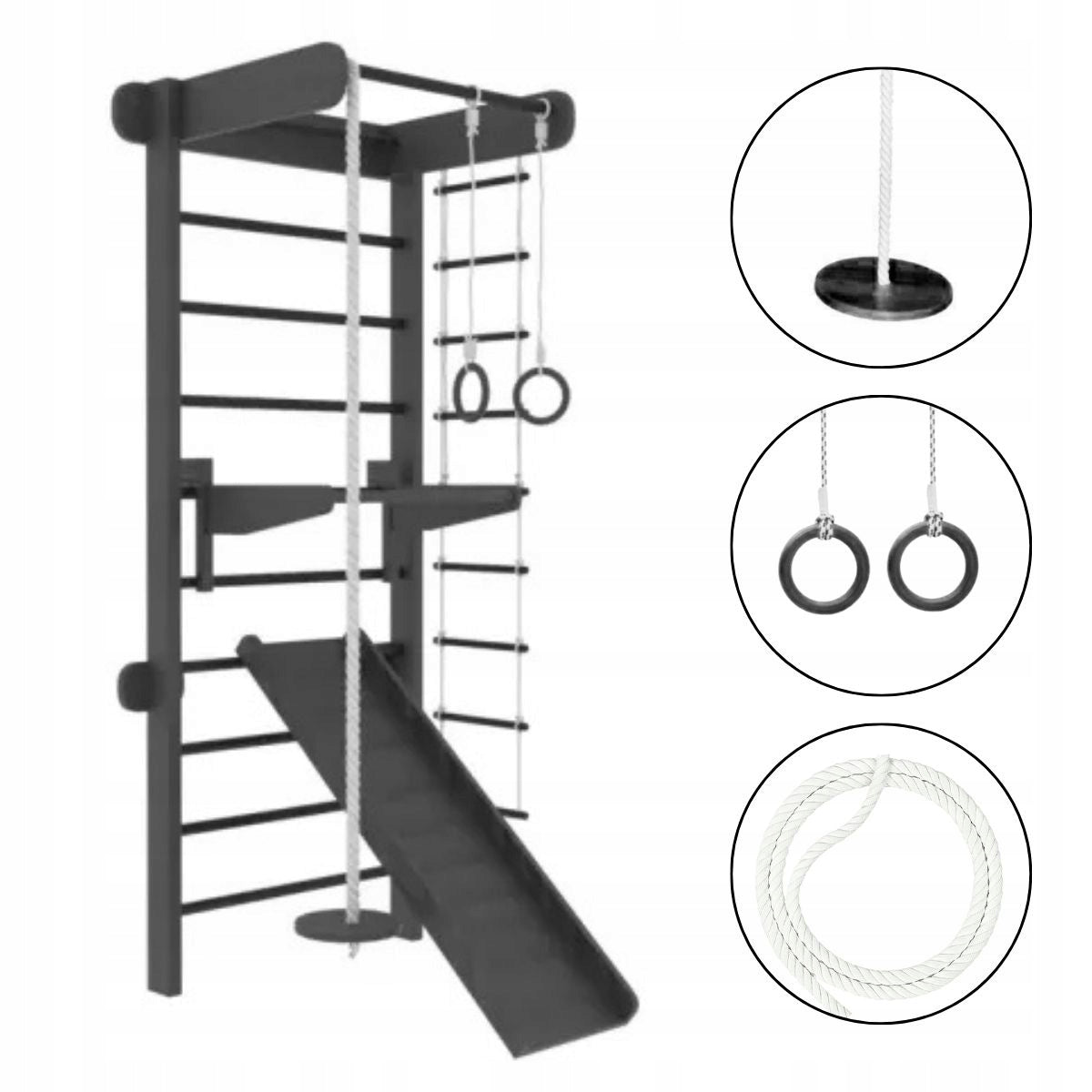 GYMNASTIC LADDER WALL-MOUNTED BLACK WOOD