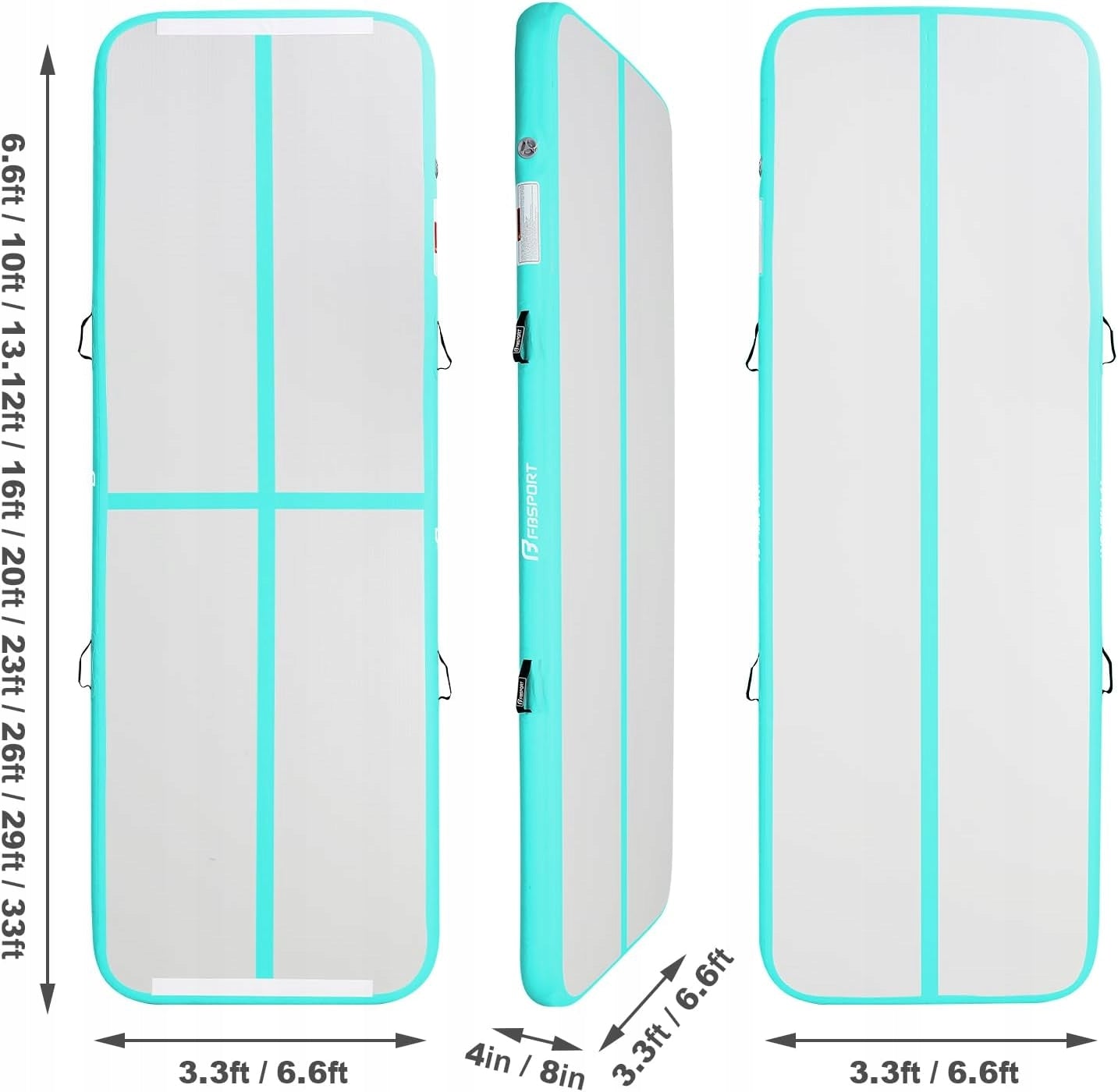 GYMNASTIC MAT AIRTRACK INFLATABLE 300x100x10CM PUMP FBSPORT GREEN Packaging status original