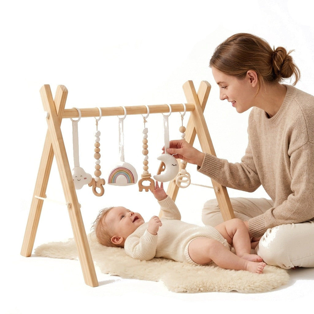 GYMNASTIC STAND EDUCATIONAL WOODEN BABY GYM PENDANTS