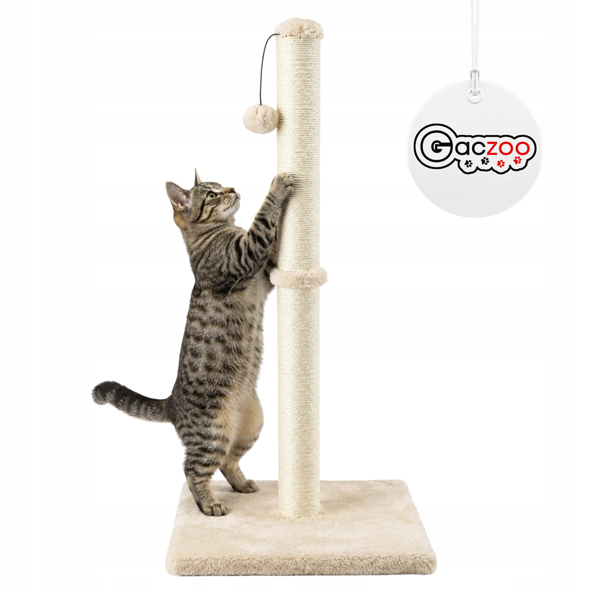 Gaczoo Cat scratcher post with ball 40 x 40 x 72 cm beige