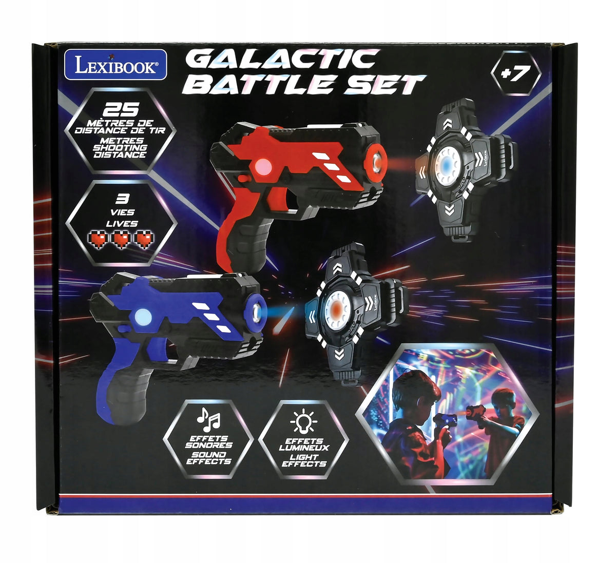 Galactic Battle Set laser game 2 laser GUNS 25m armor Brand Lexibook
