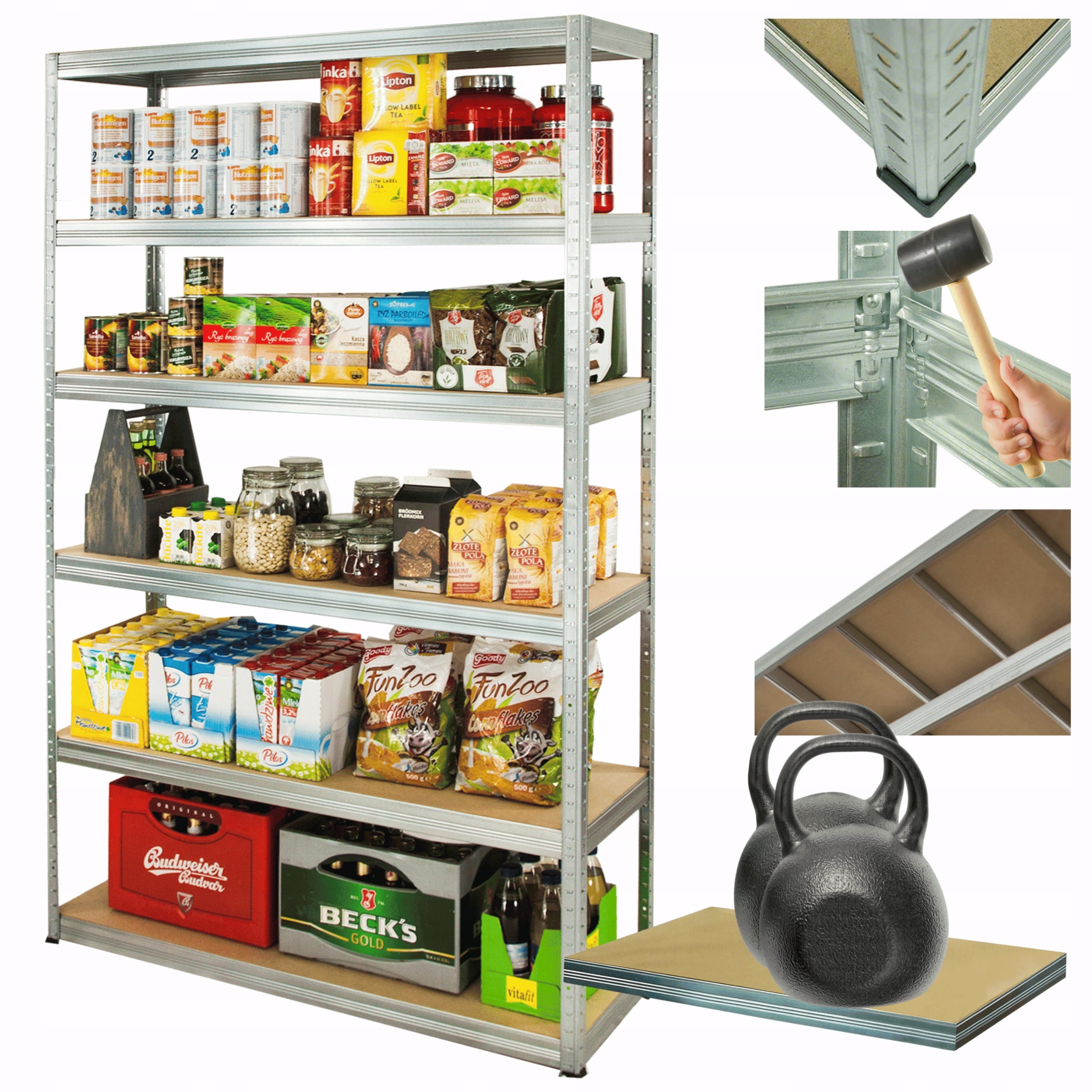 Galvanized Metal Storage Rack HELIOS 213x150x40cm 6Px275kg SOLID