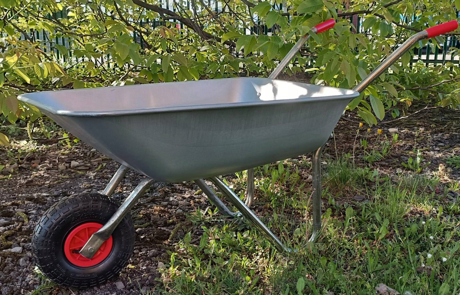 Galvanized garden wheelbarrow – light, solid, pumped wheel Brand Cyganek
