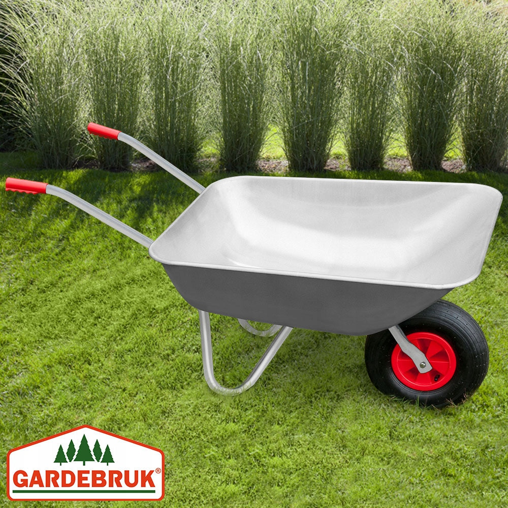 Galvanized wheelbarrow 100 kg pneumatic tyres Brand Gardenbruk