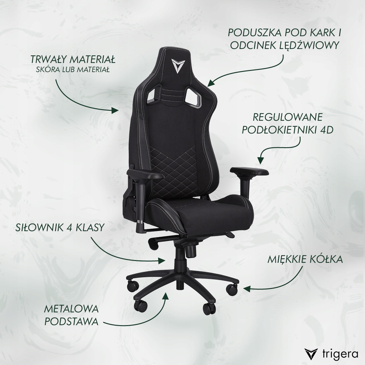 Gaming Chair Trigera Two Black Material Packaging status original