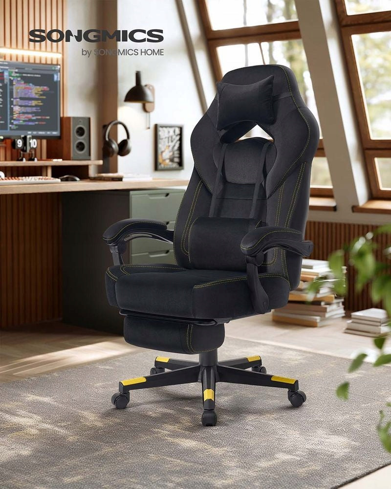 Gaming chair SONGMICS - black, ergonomic, with footrest and headrest Packaging status original