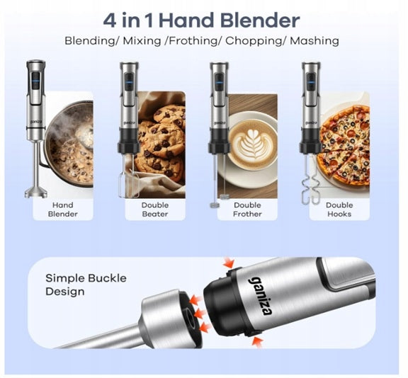Ganiza 5in1 Hand Blender 1200W High Power Speed Control, Turbo Packaging status original