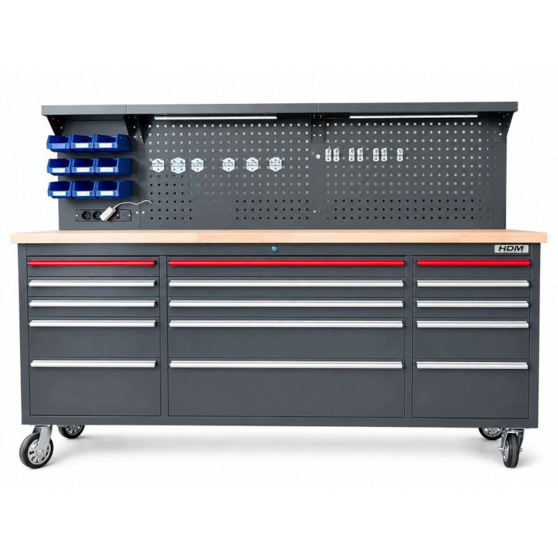 Garage Furniture Workshop Trolley Cabinet Table XXL ON WHEELS LED HOOKS HDM Packaging status original