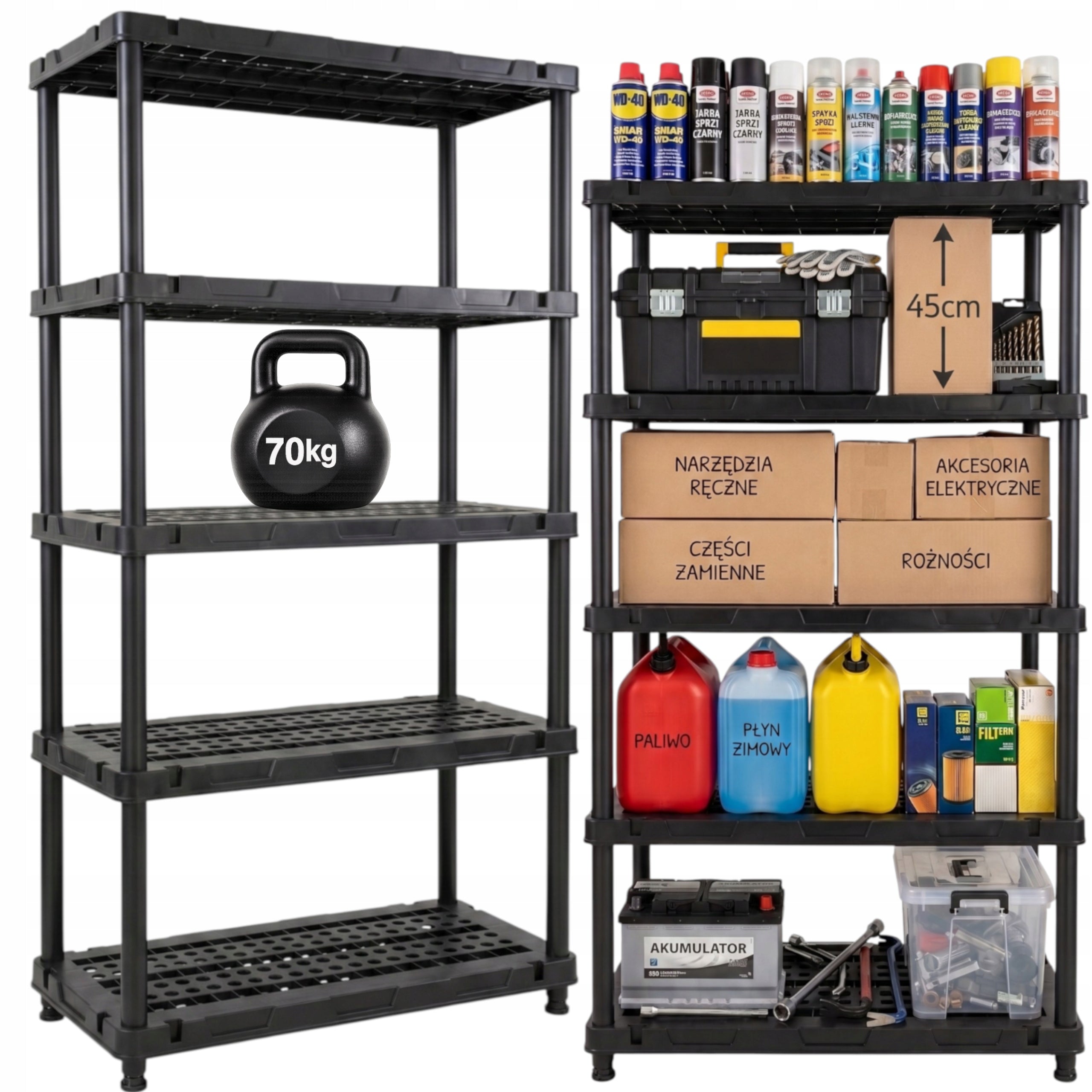 Garage Workshop Rack Black 184cm 350kg Plastic Modular Strong