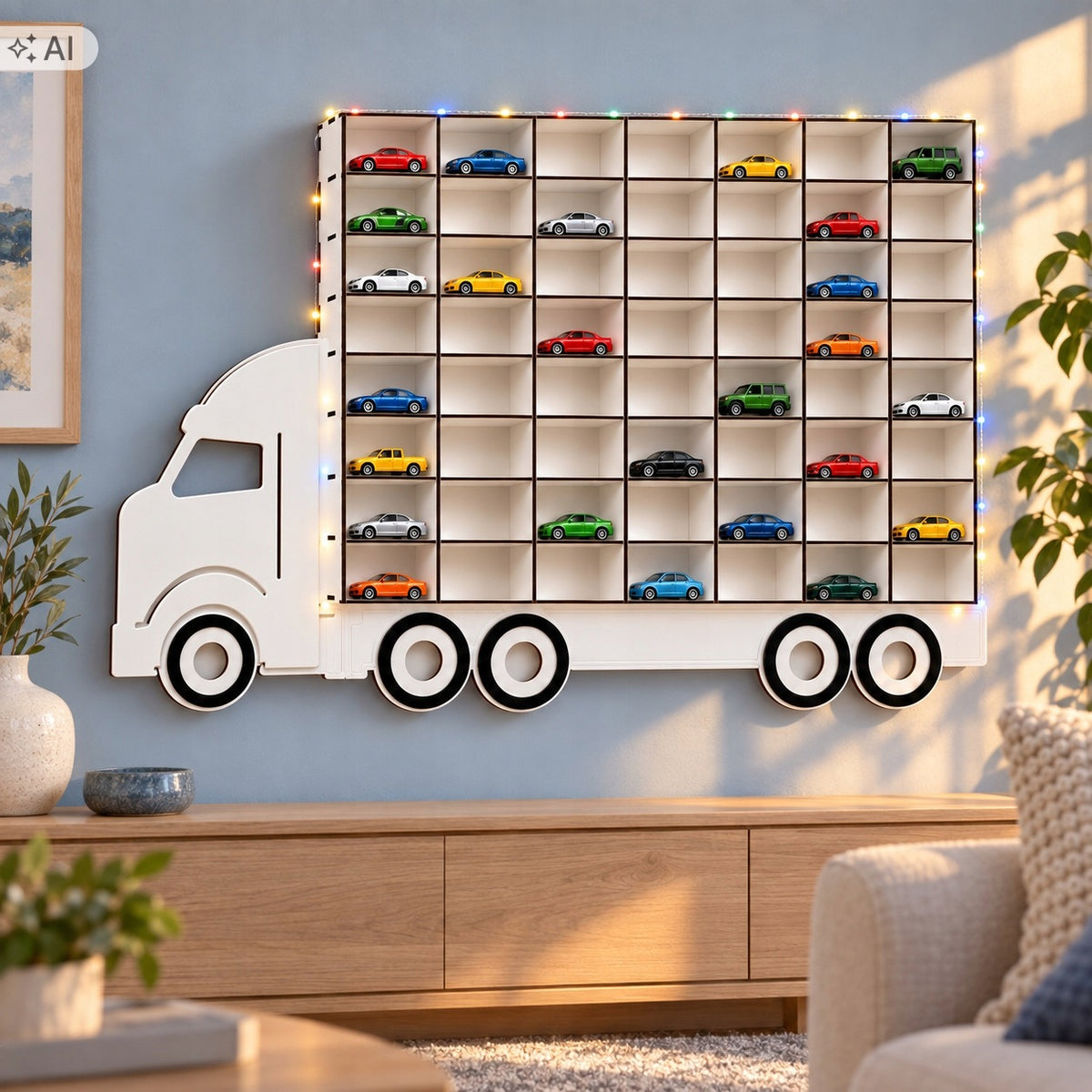 Garage for resoraki wall organizer 90x59 cm white cars + LED lights Manufacturer code Garaż na resoraki