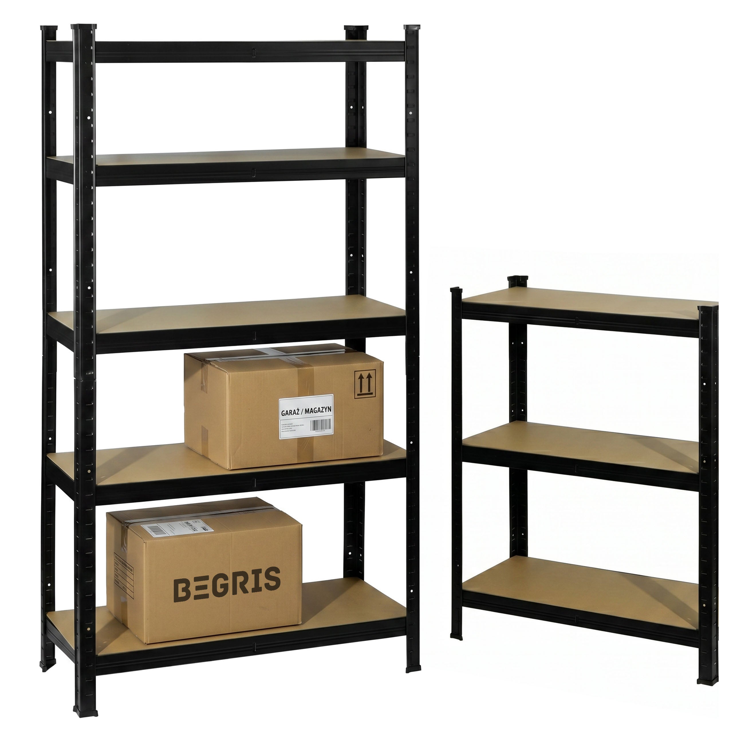 Garage rack metal storage strong black 875kg 5 shelves 150x75x30cm