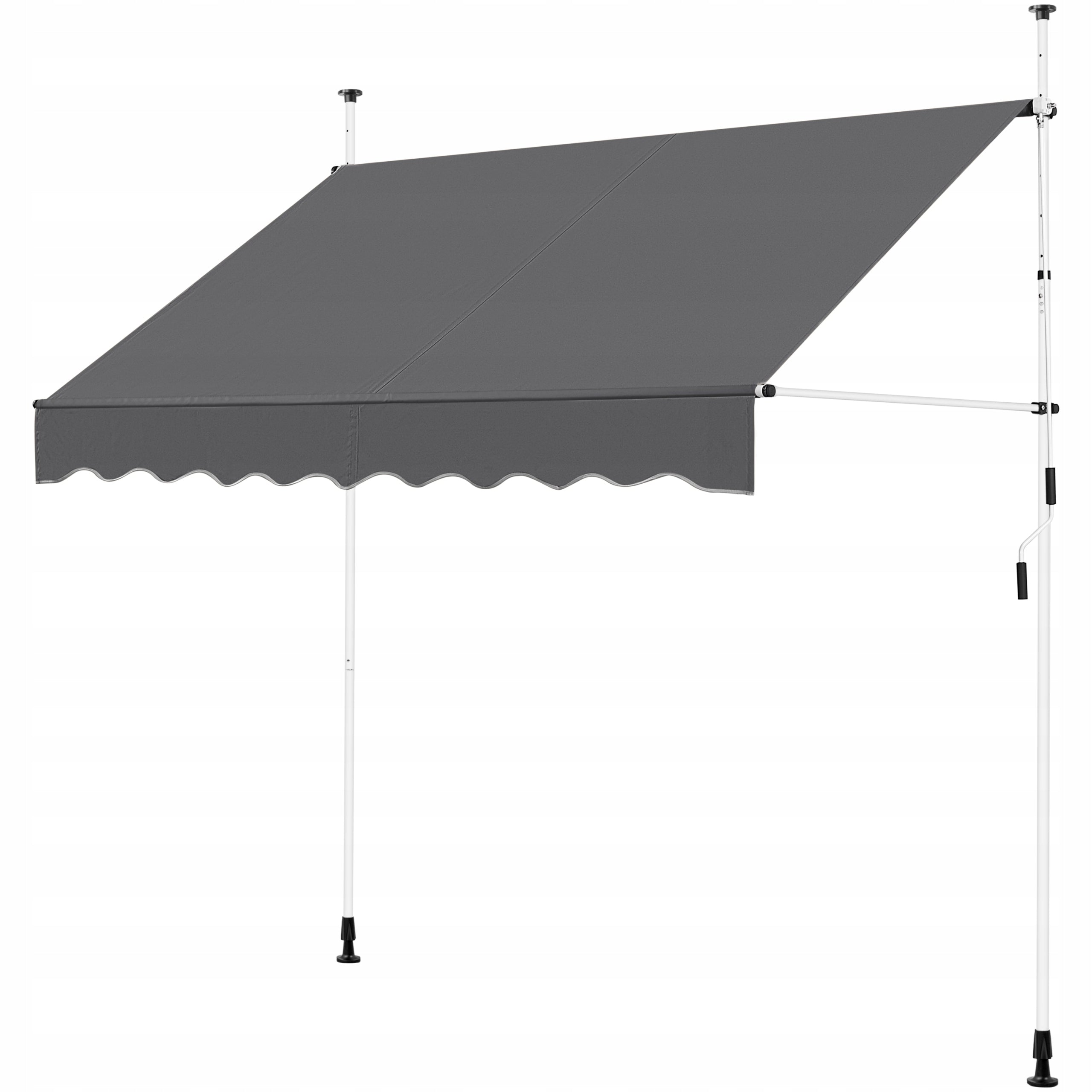 Garden Awning 2,5 m, Manual, Unfolding, Without Drilling, Dark Grey Length 250 cm