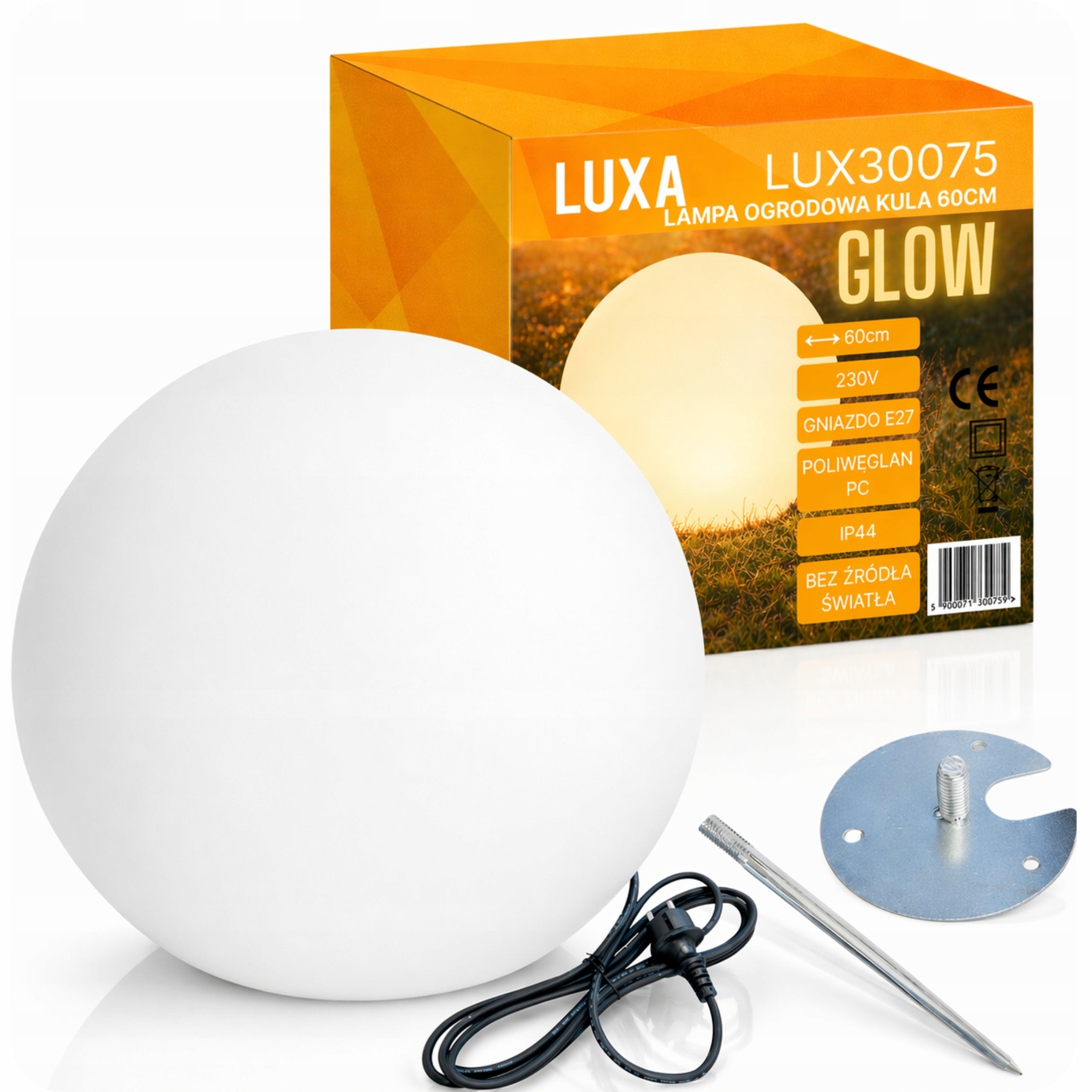 Garden Ball 60cm E27 Polycarbonate for LED IP44 Lamp Outdoor Accessories