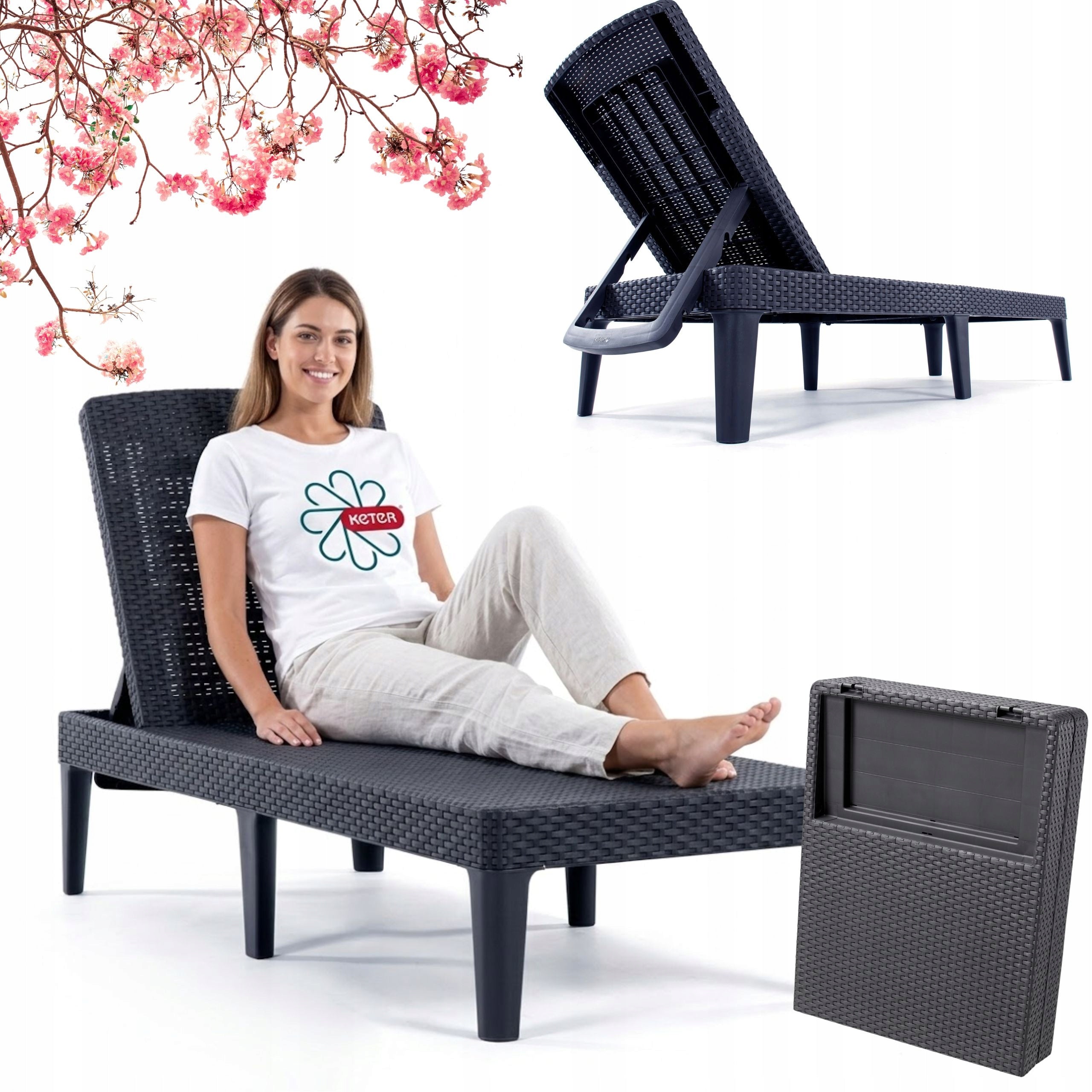 Garden Beach Lounger for Swimming Pool Terrace JAIPUR GRAPHITE