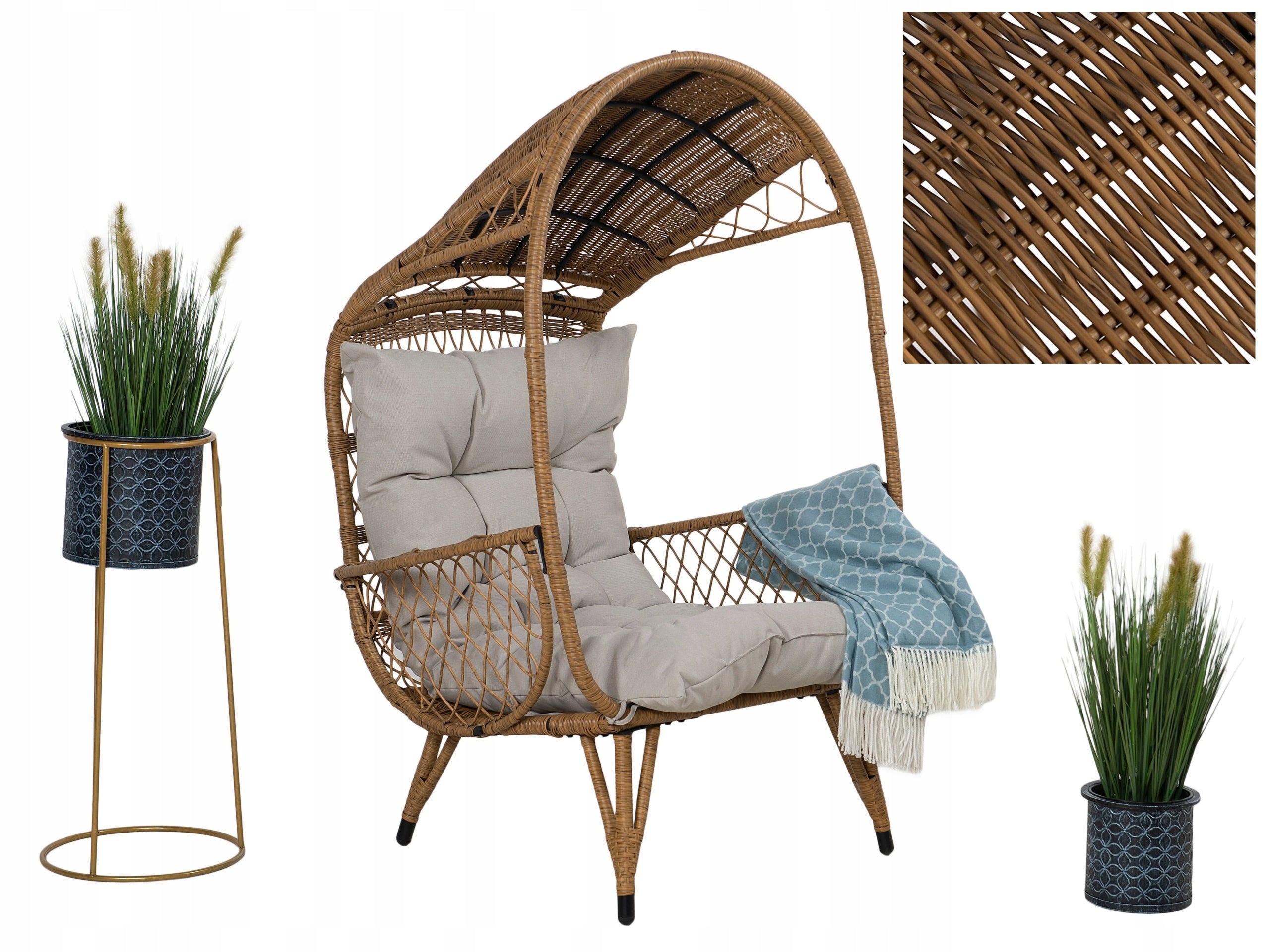 Garden Chair Balcony Terrace Standing Technorattan Cocoon Chair BOHO Packaging status original