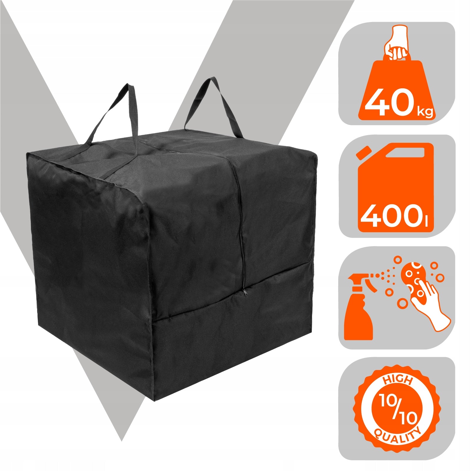 Garden Cushion Cover 80 cm x 80 cm x 60 cm Frost Resistant Black Length 80 cm