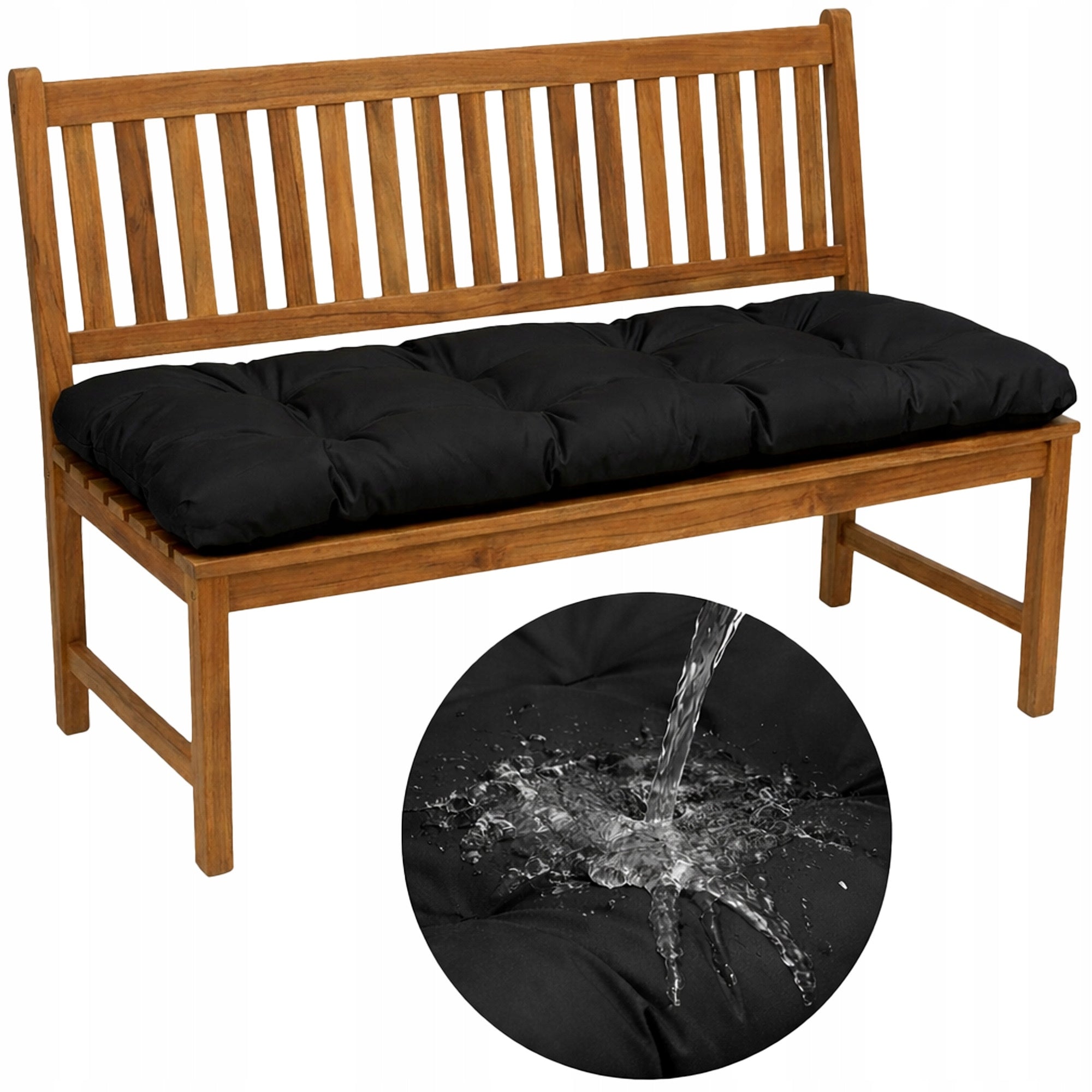 Garden Cushion for Bench Swing 100x50 Quilted Soft Durable BLACK