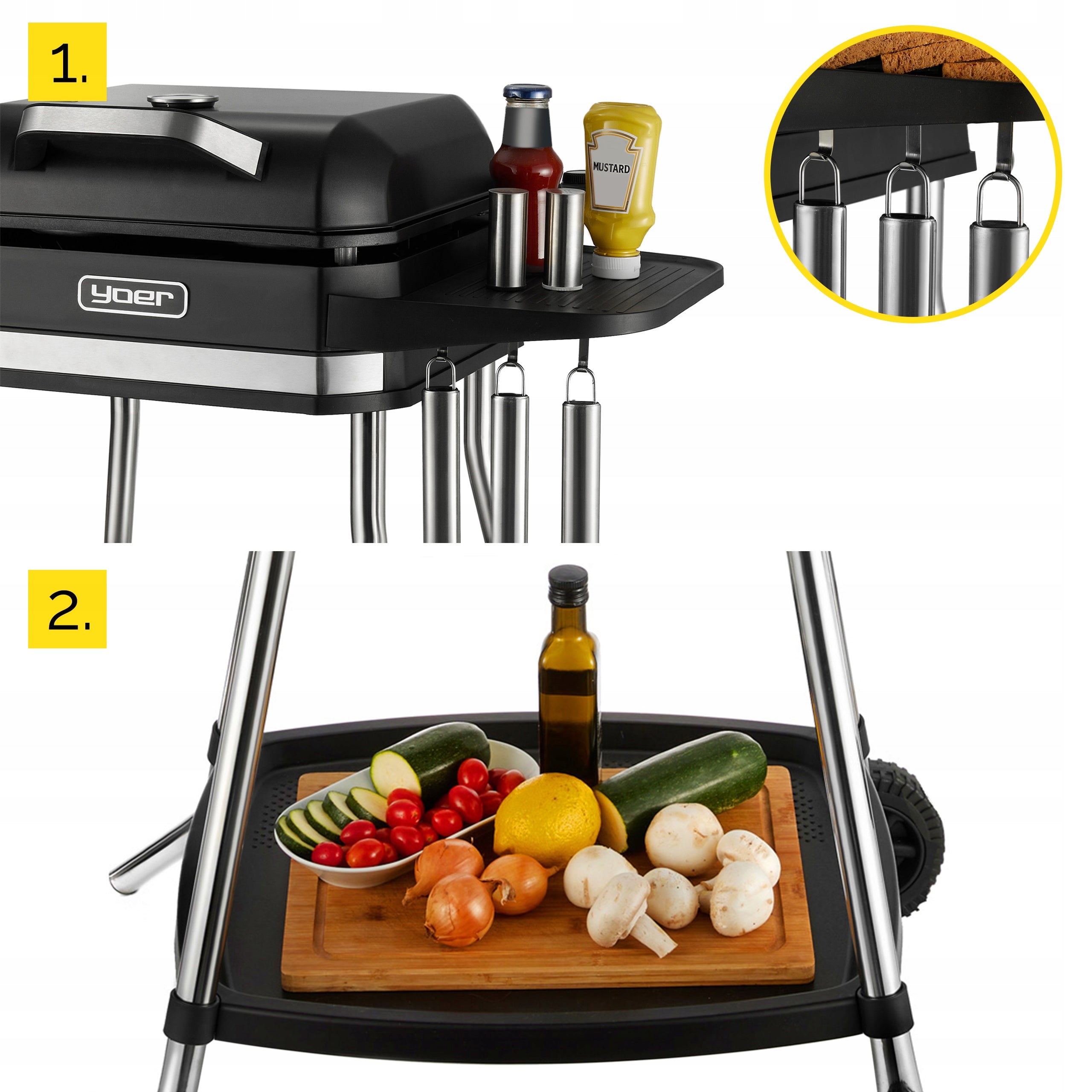 Garden Electric Grill Large 5in1 Standing Yoer 3050W +Cover +THERMOMETER Temperature control yes