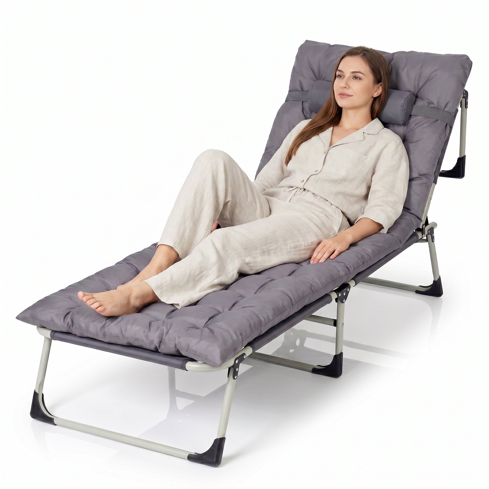 Garden Fishing Lounger Folding Mattress Cushion Adjustable Backrest Grey Manufacturer code Rzemiosfera MS-MG-Lezak-Ogrod-07-Szary-1024
