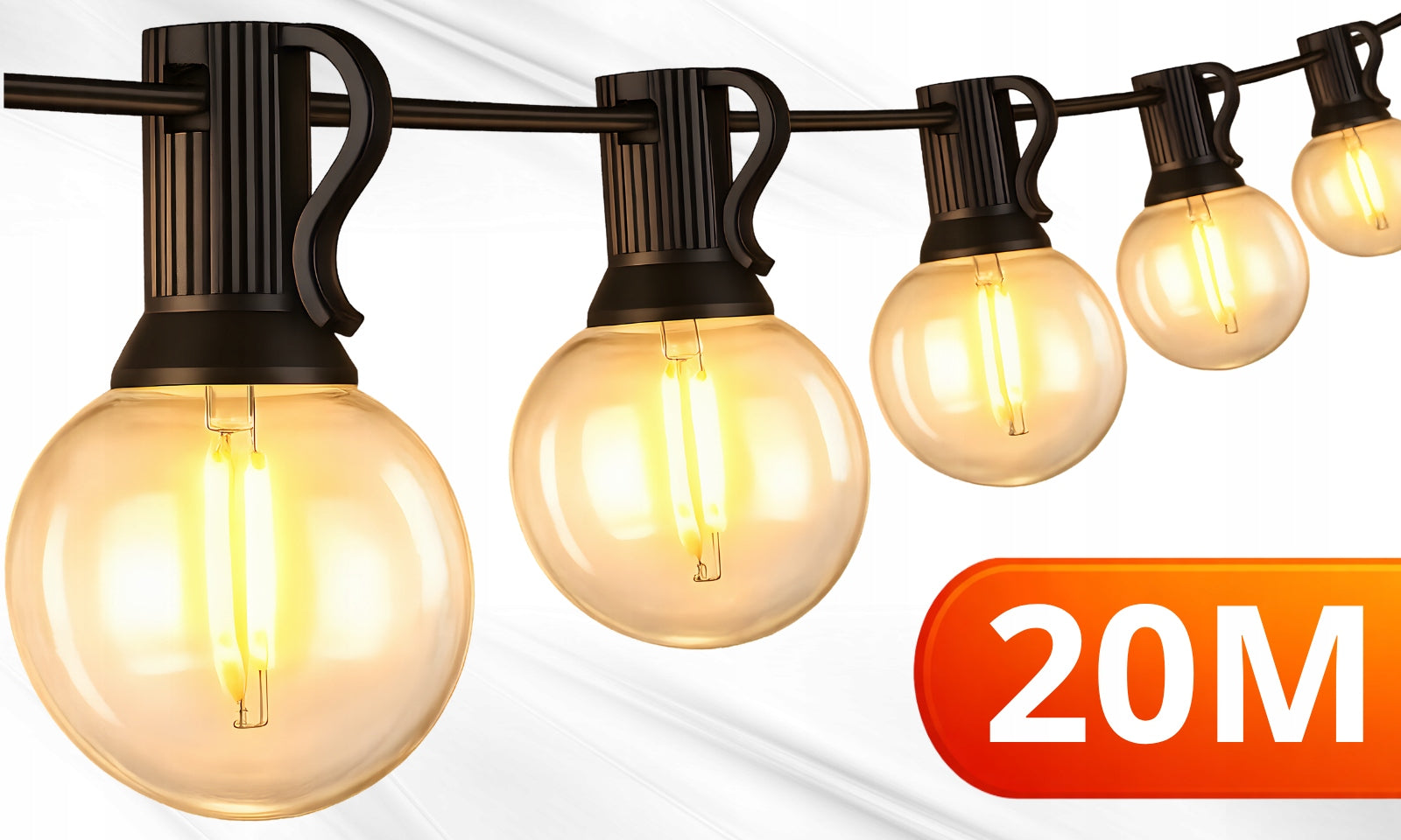 Garden GARLAND Light 20M 20X LED Bulb E12 Waterproof Lights THICK Packaging status original