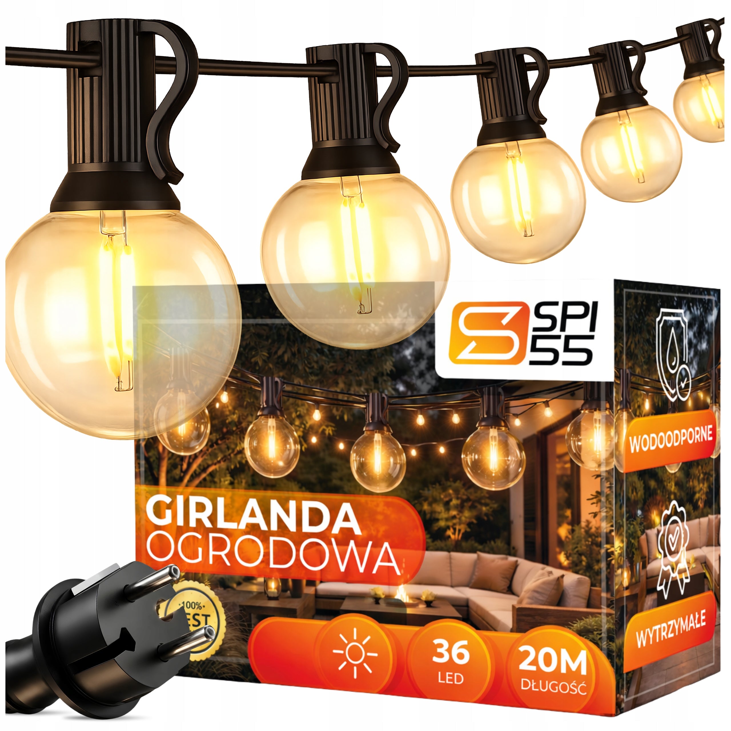 Garden GARLAND Light 20M 36X LED Bulb E12 Waterproof Lights THICK