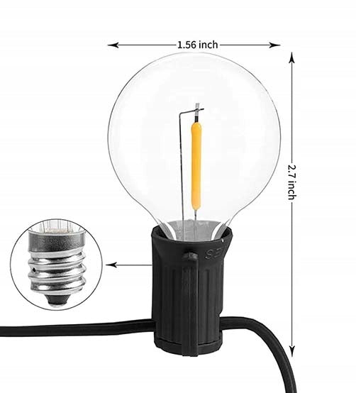 Garden Garland 20m Light Chain 20x Outdoor LED Light Bulbs E12 230V Length 2000 cm