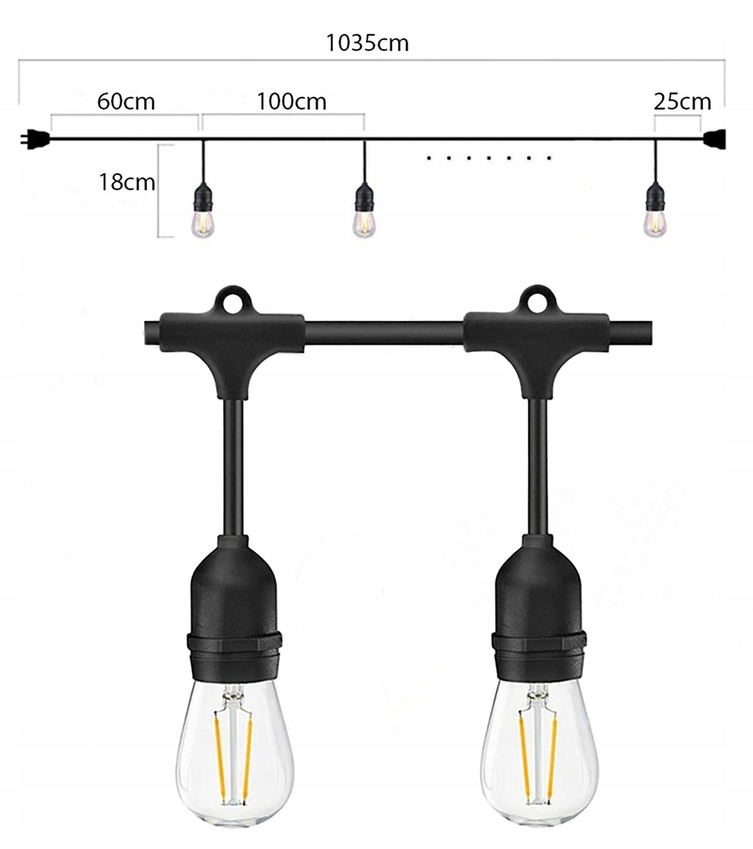 Garden Garland Light 10M 10X LED Bulb E27 + Waterproof Cord Manufacturer code Girlanda LED E27 10m 10xE27 1W EII