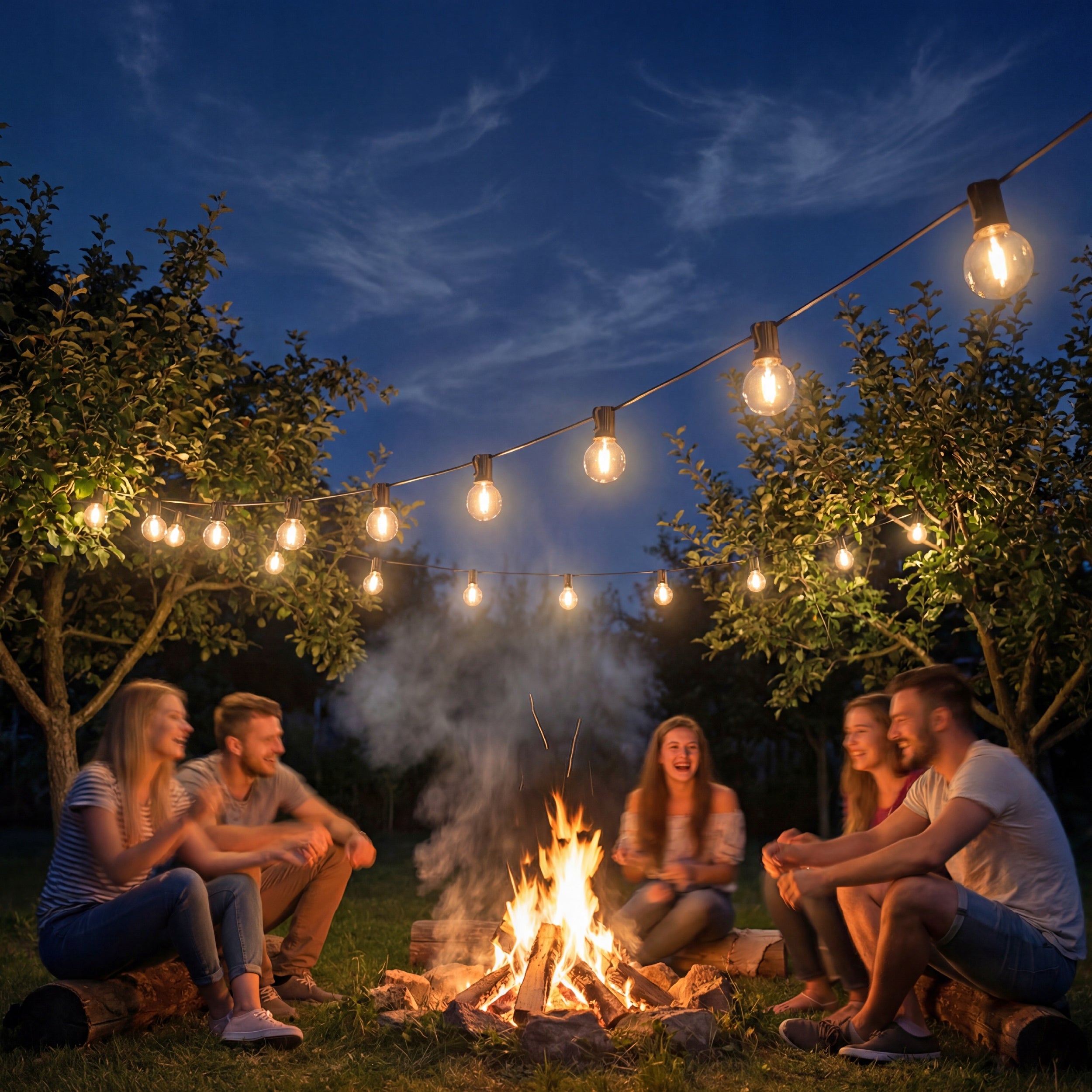 Garden Garland Light 15M 25X LED Bulb 1W Chain + freebie 2X E12 Power supply mains