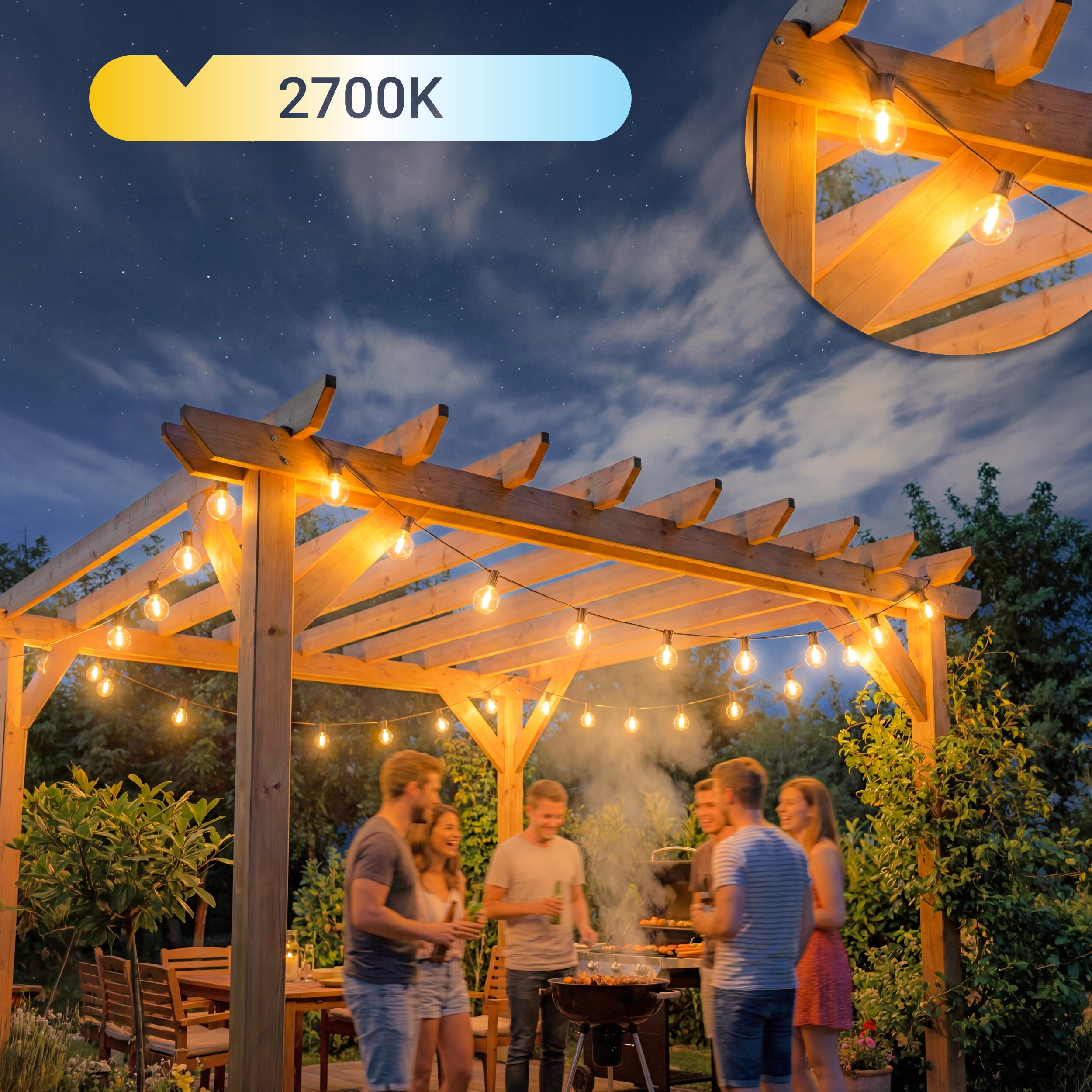 Garden Garland Light 15M 25X LED Bulb E12 Remote Control Dimmable Chain Brand Smartled