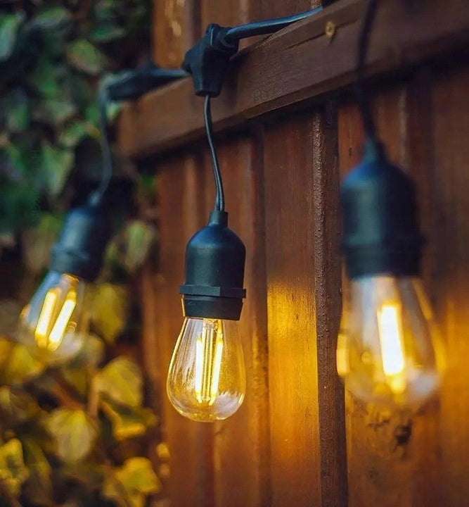 Garden Garland Light 15m + 15x LED Bulbs E27 + Waterproof Cord Packaging status original
