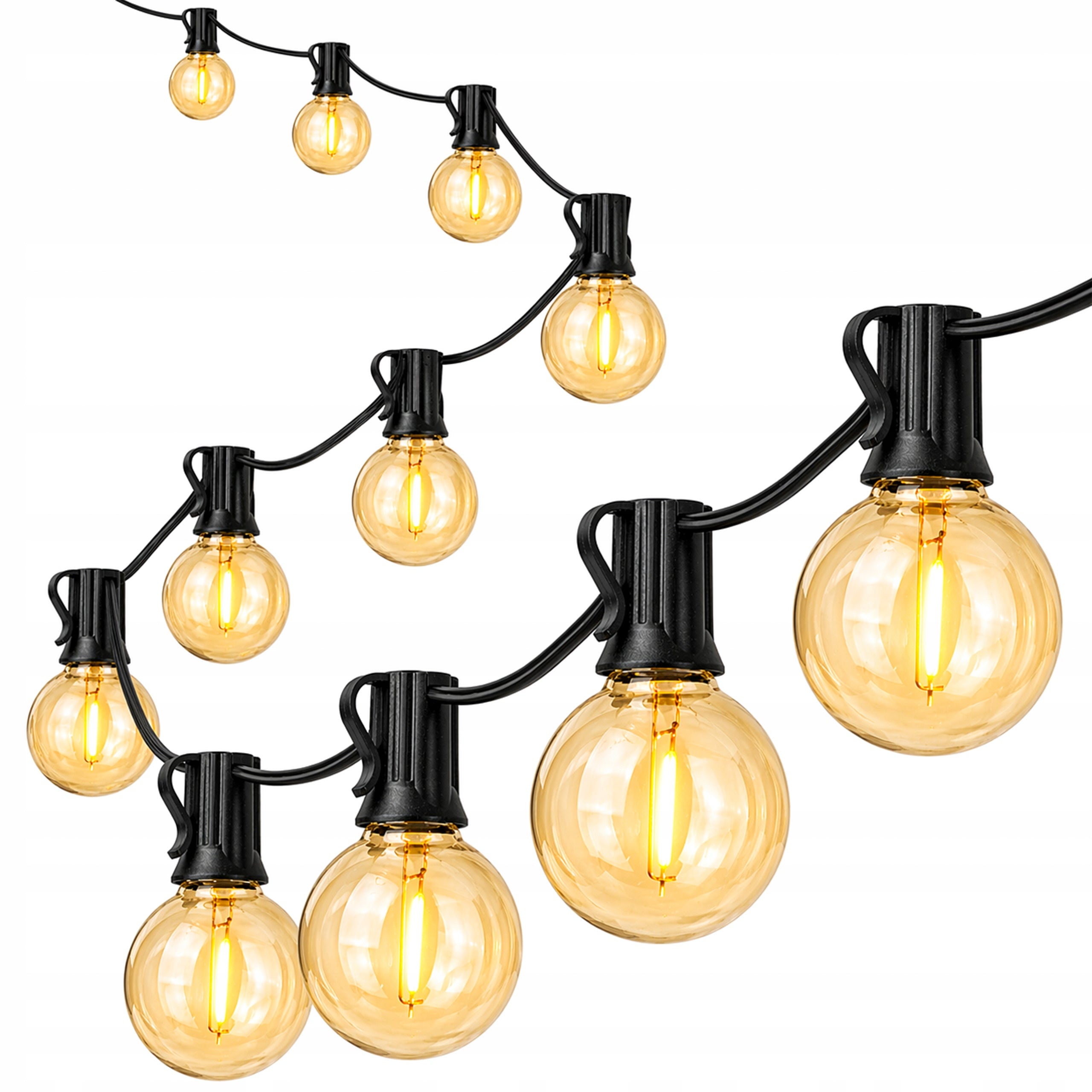 Garden Garland Light 20M 36X LED Bulb E12 + Waterproof Cord Globe diameter 4.5 cm