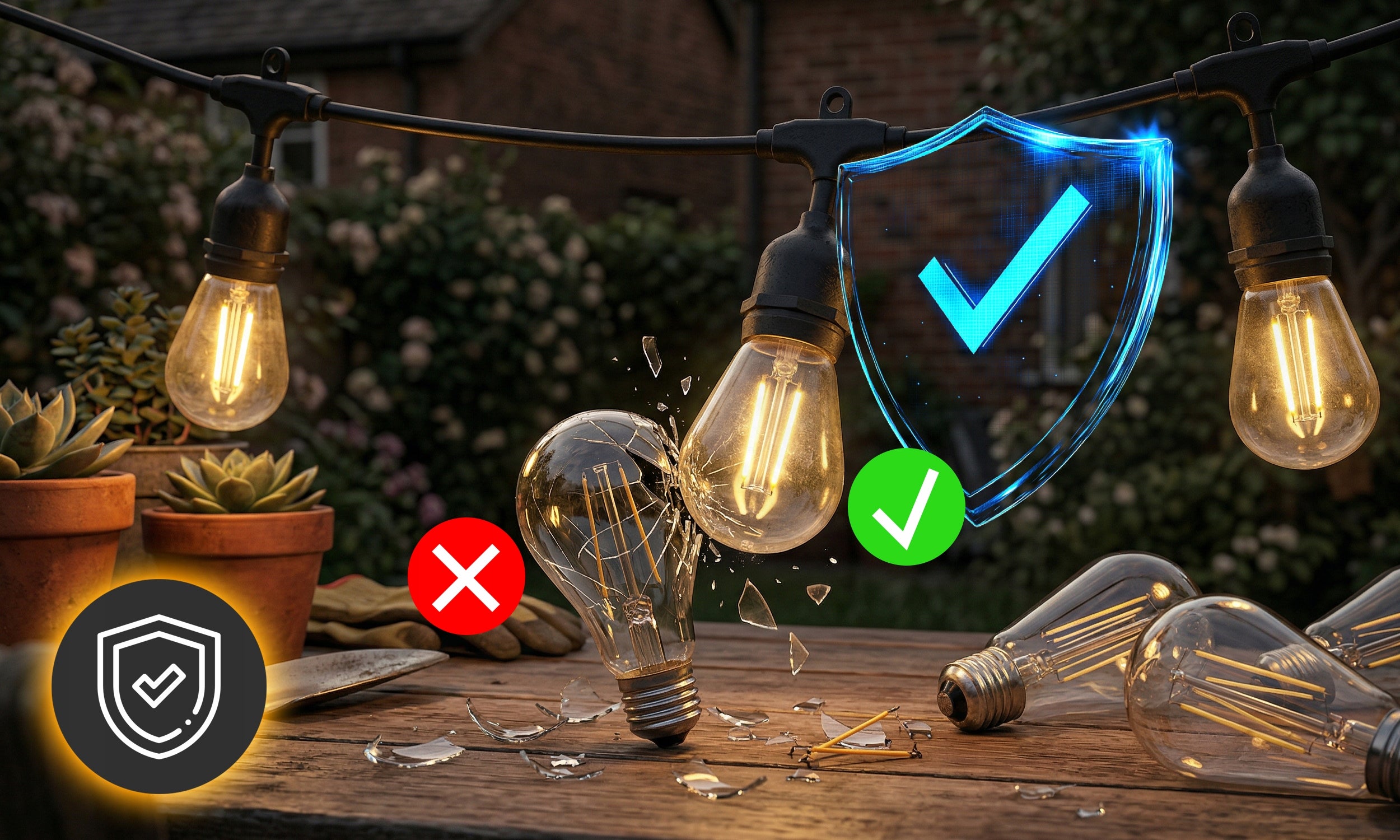 Garden Garland Light 20M 40X LED Bulb E27 Chain Waterproof Globe diameter 4.5 cm