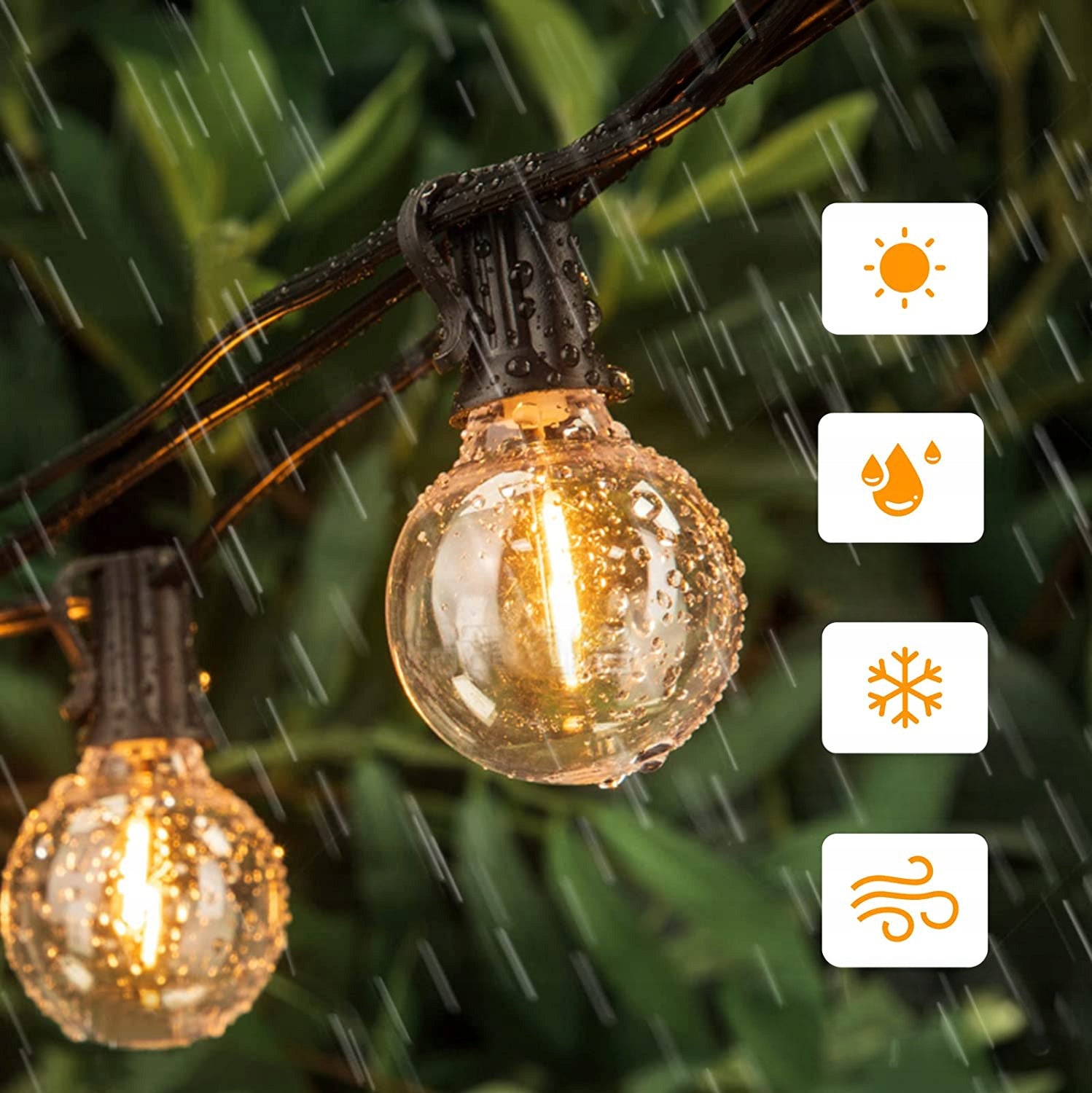 Garden Garland Light 30M 100x LED Bulbs E12 Waterproof Durable Power supply mains