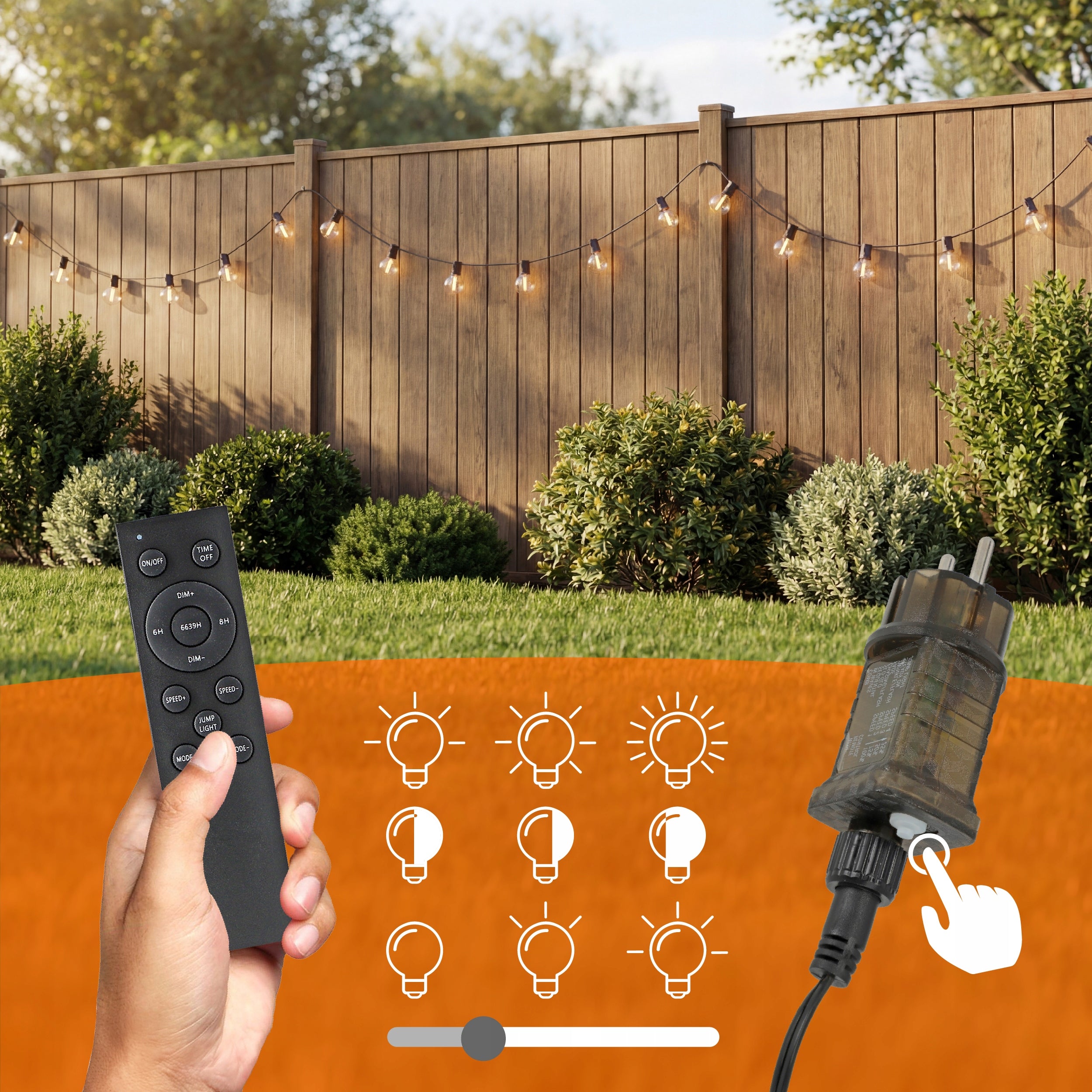 Garden Garland Light 30m 50X LED Bulb Chain + freebie 2X E12 IP65 Manufacturer code Łańcuch Świetlny 4462