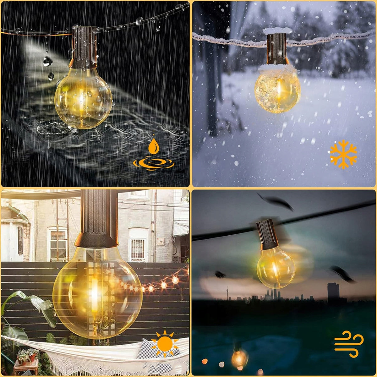Garden Garland Light 50X LED Bulb 30M Outdoor Lights Length 30 cm