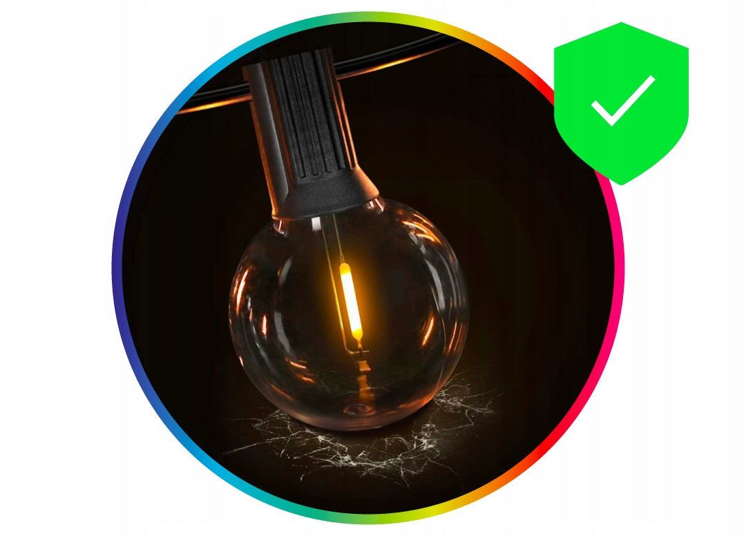 Garden Garland Light 9M 30x LED Bulbs E12 Waterproof Durable Packaging status original