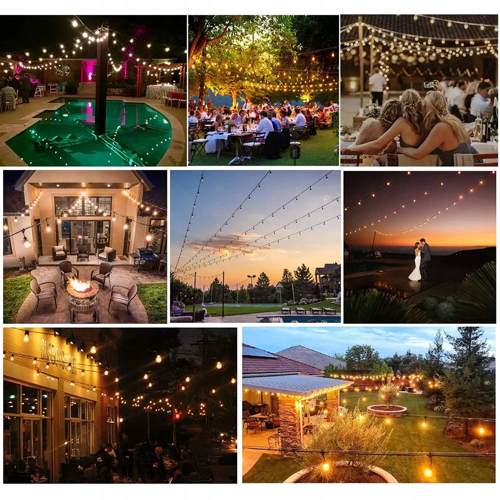 Garden Garland Light Chain Outdoor Waterproof 30x Bulbs 30m Brand Decorya