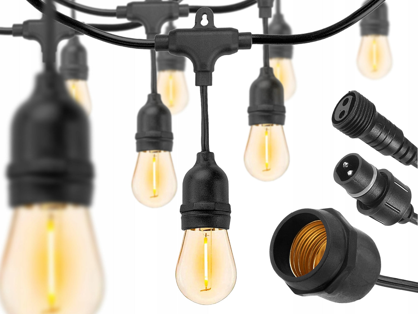 Garden Garland Light LED Chain 15m Bulbs 15xE27 Garden Lights Batteries included no