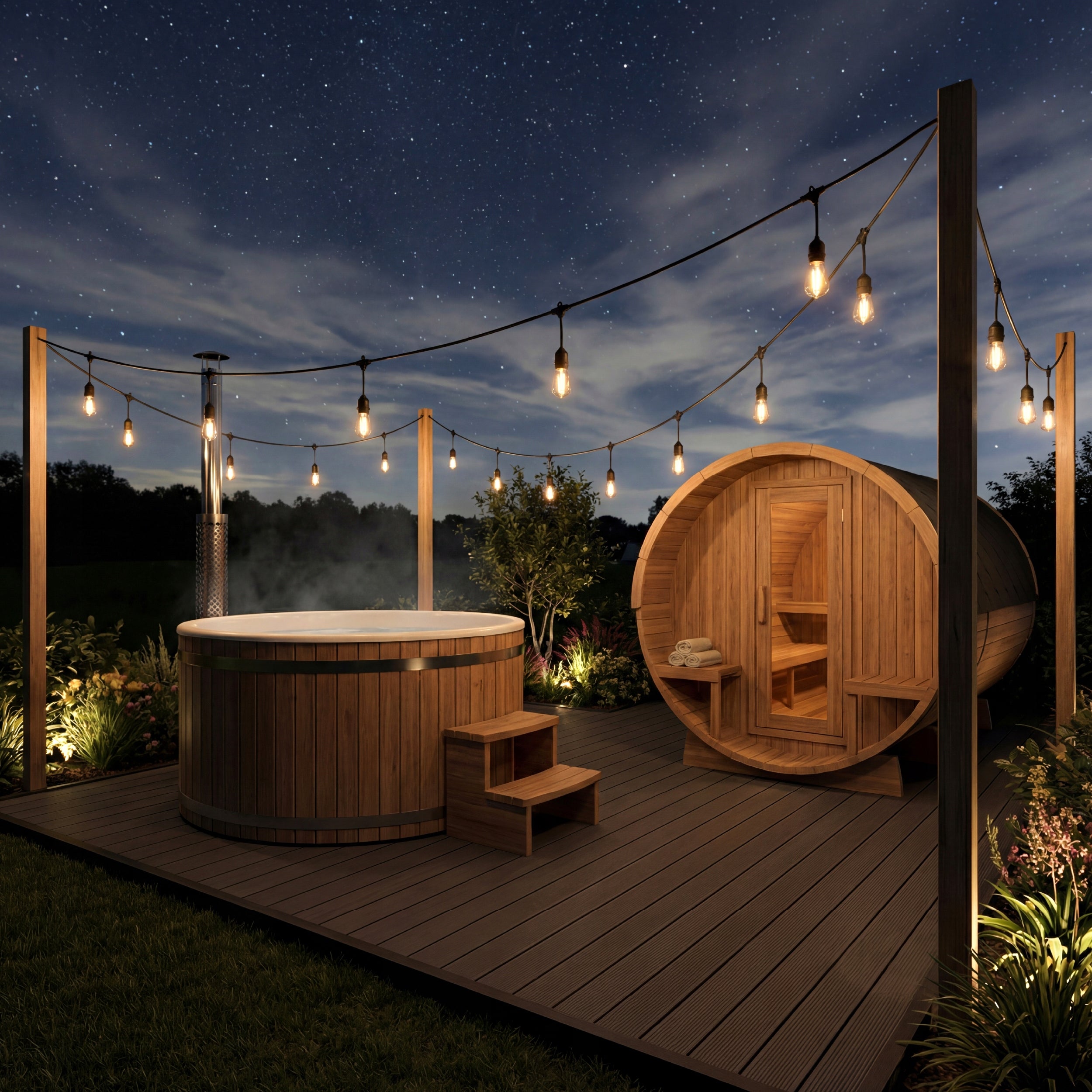 Garden Garland Lights 20M 20X E27 LED Bulb + Waterproof Cable Globe diameter 4.5 cm