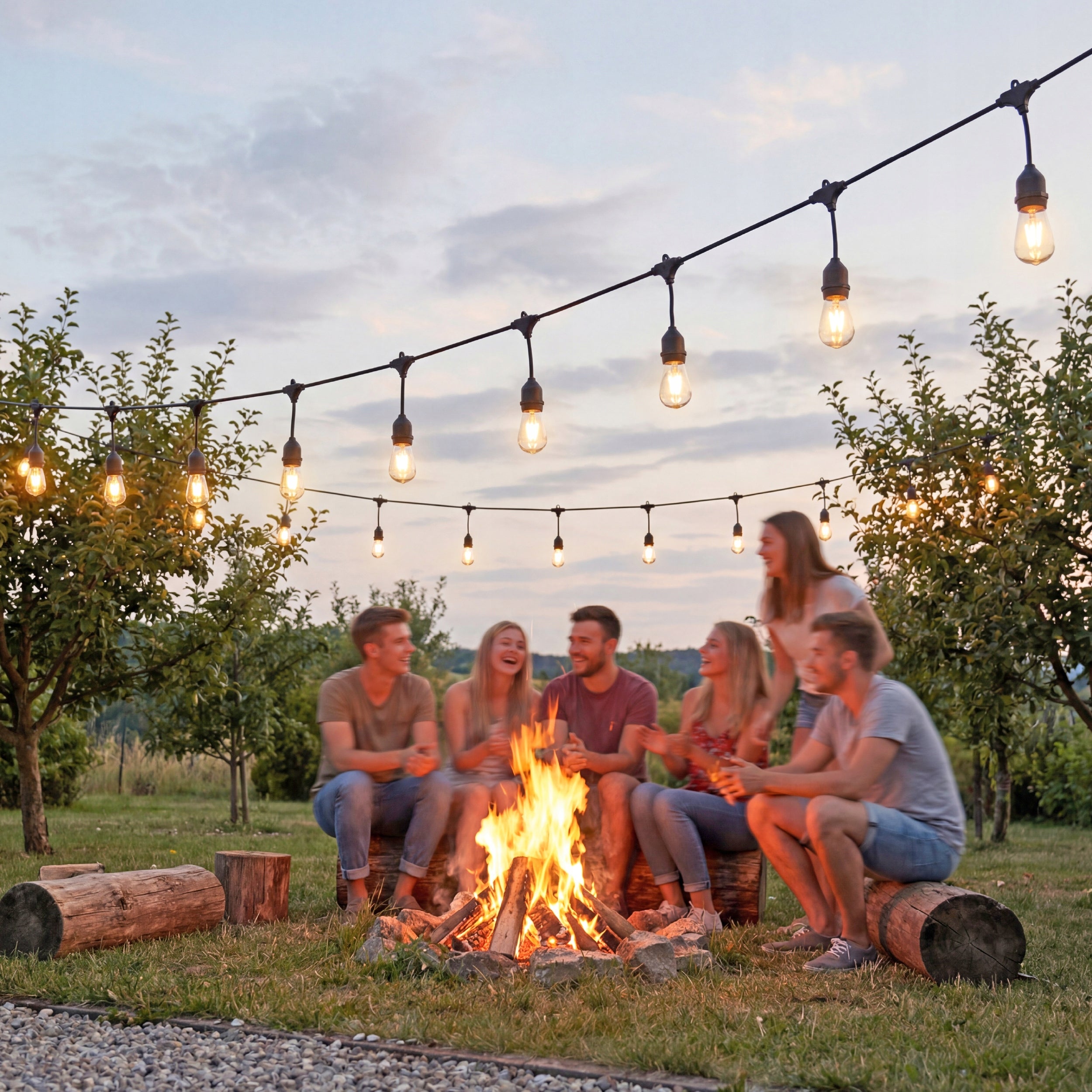 Garden Garland Lights 20M 20X E27 LED Bulb + Waterproof Cable Length 2000 cm