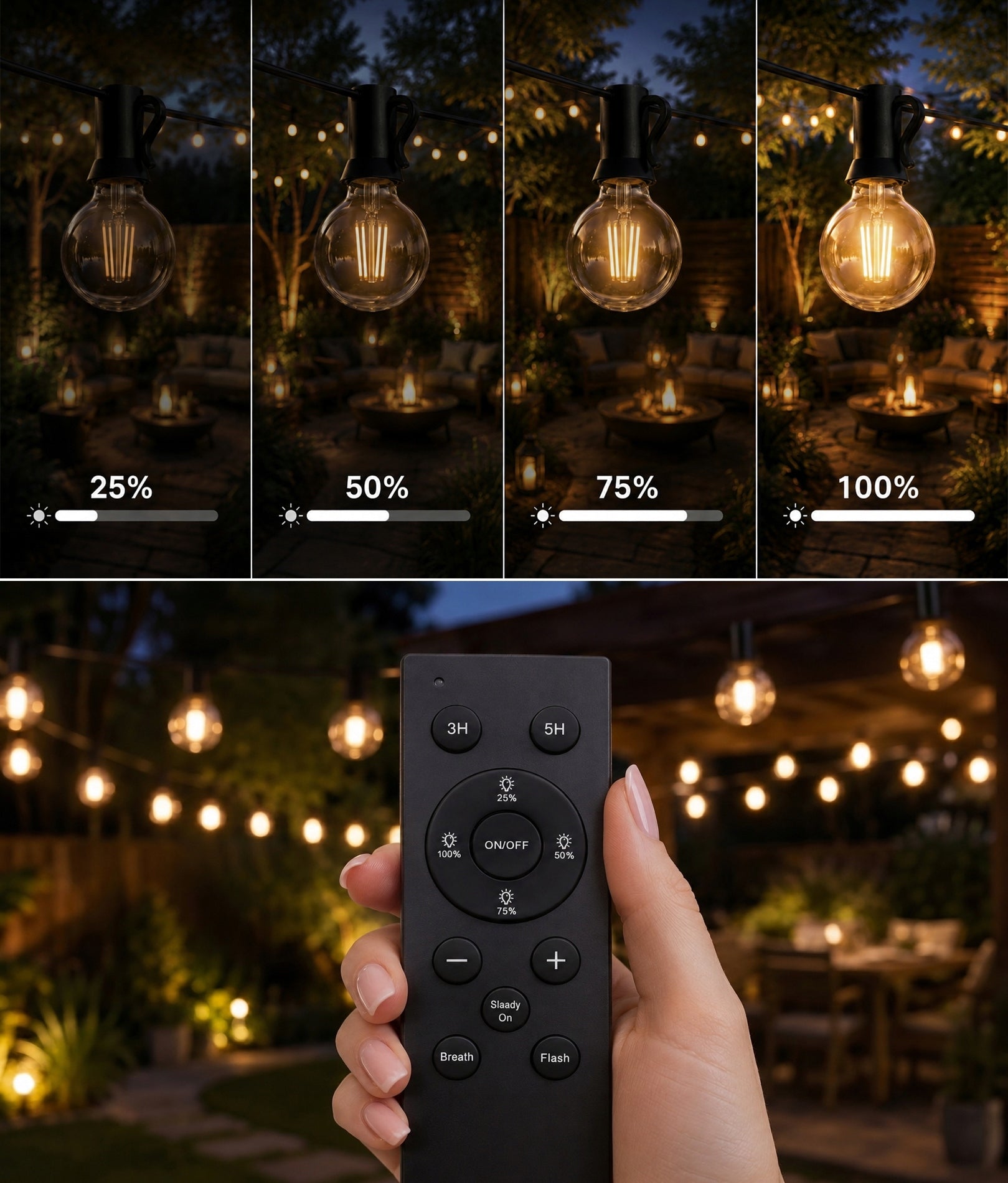 Garden Garland Outdoor Chain 20m + 20x LED Bulb +2x freebie Remote Control Number of light points 11 - 20